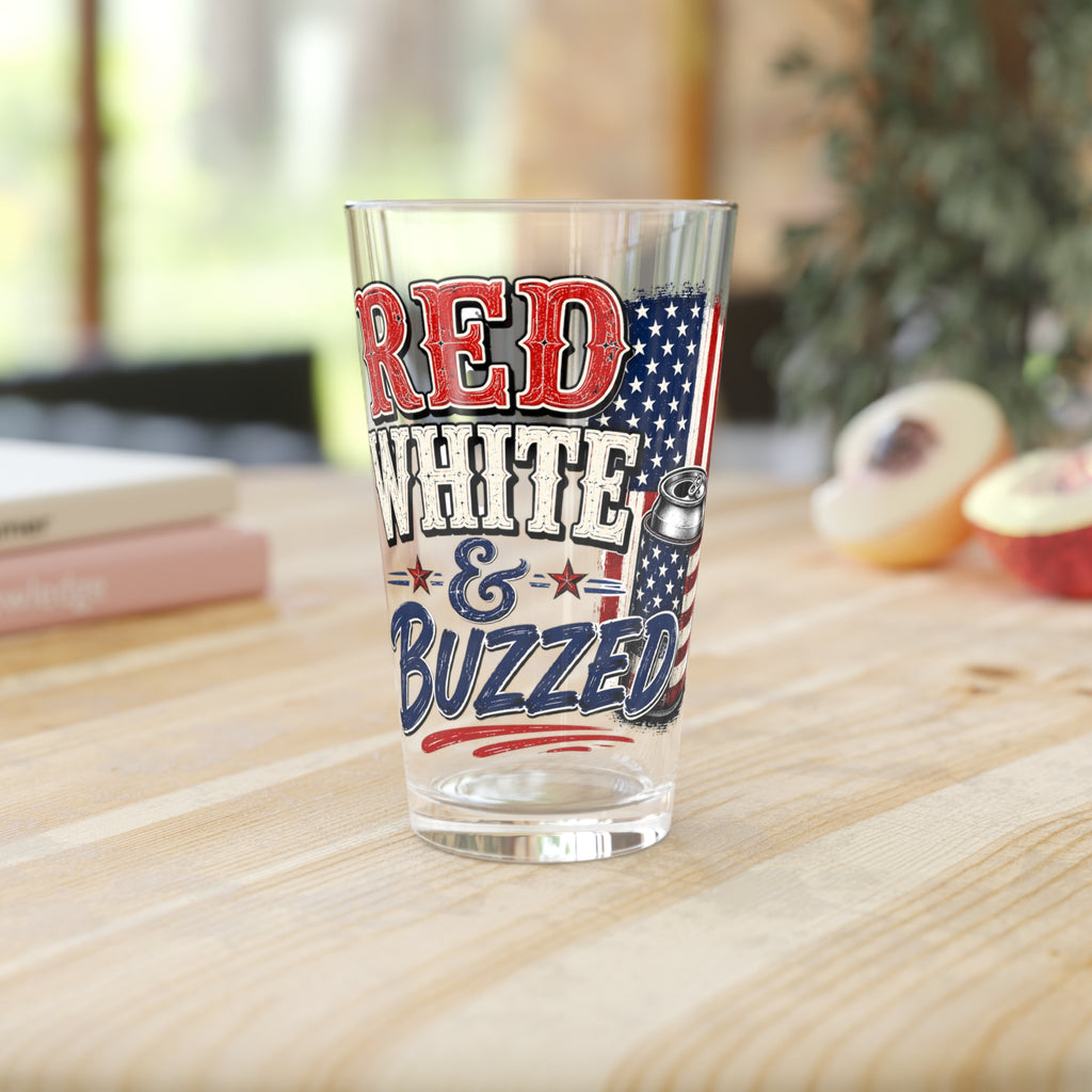 Red, White & Buzzed Pink 16oz Pint Glass