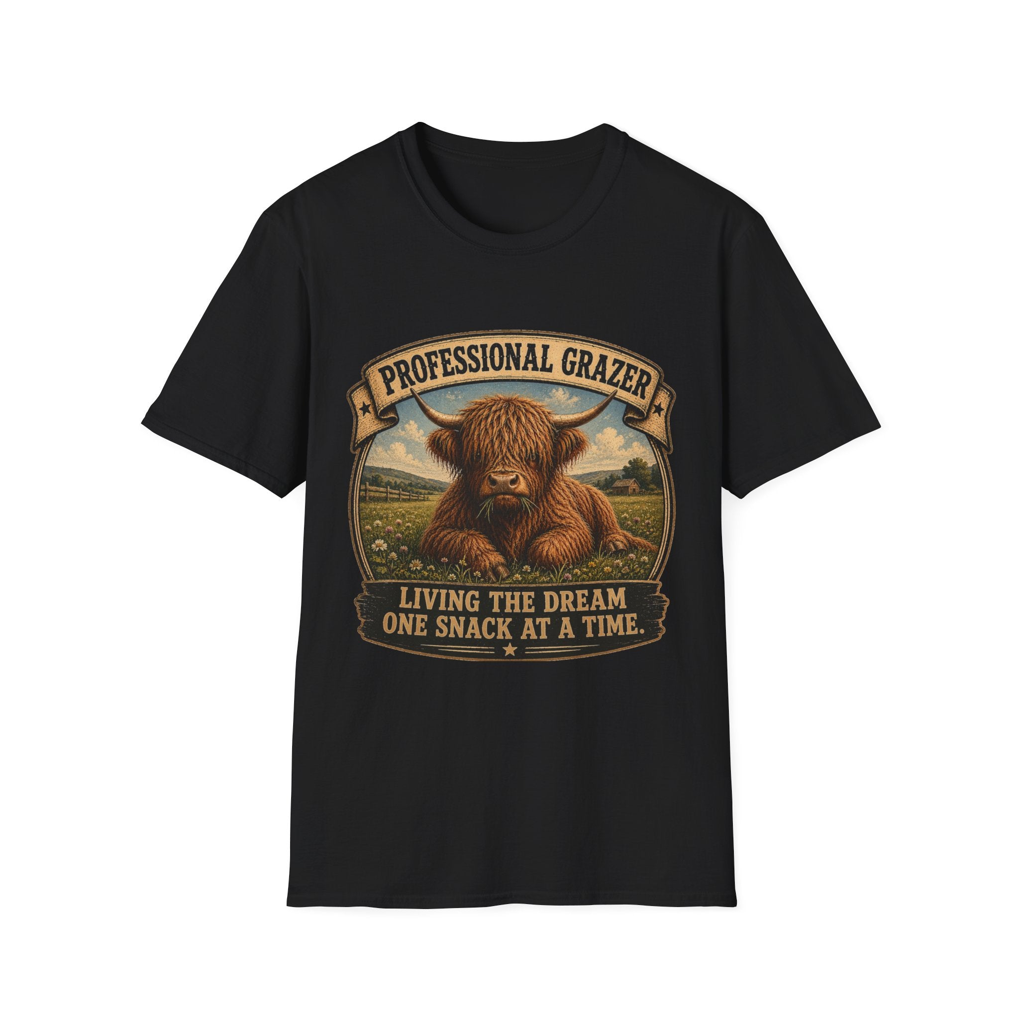 Before and After Coffee Highland Cow Unisex Softstyle T-Shirt