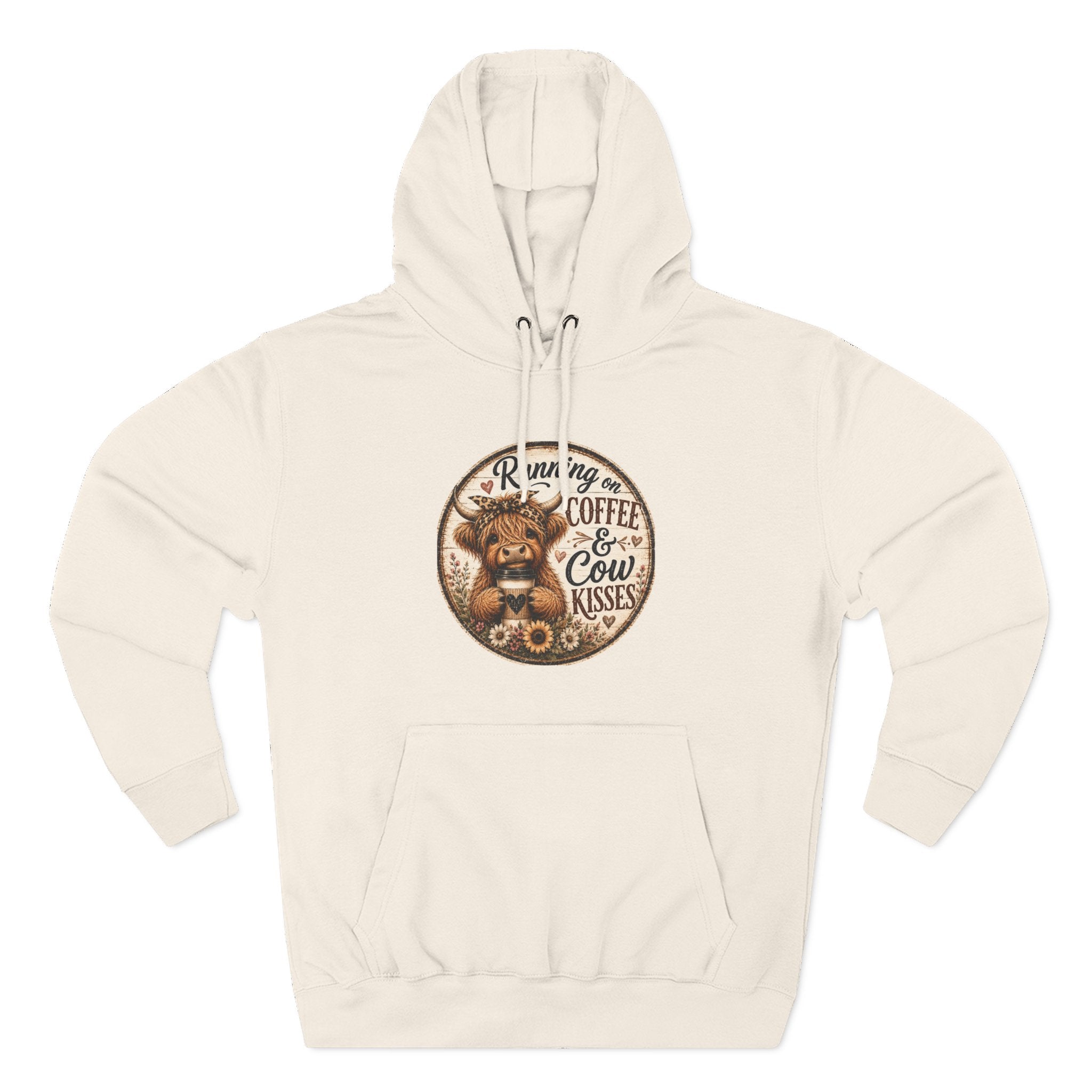 Running on Coffee & Cow Kisses Three-Panel Fleece Hoodie