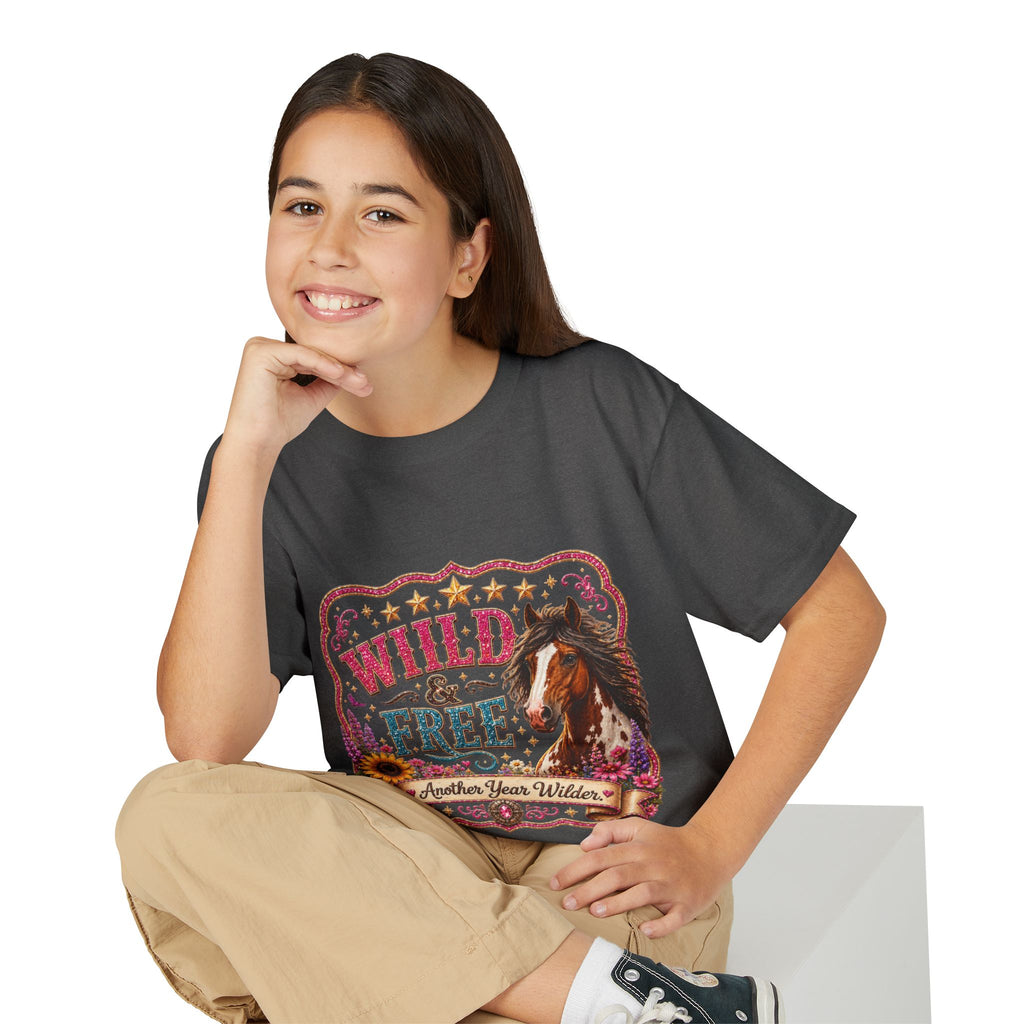 "Another Year Wilder" Horse Graphic — Wild & Free Youth T‑Shirt