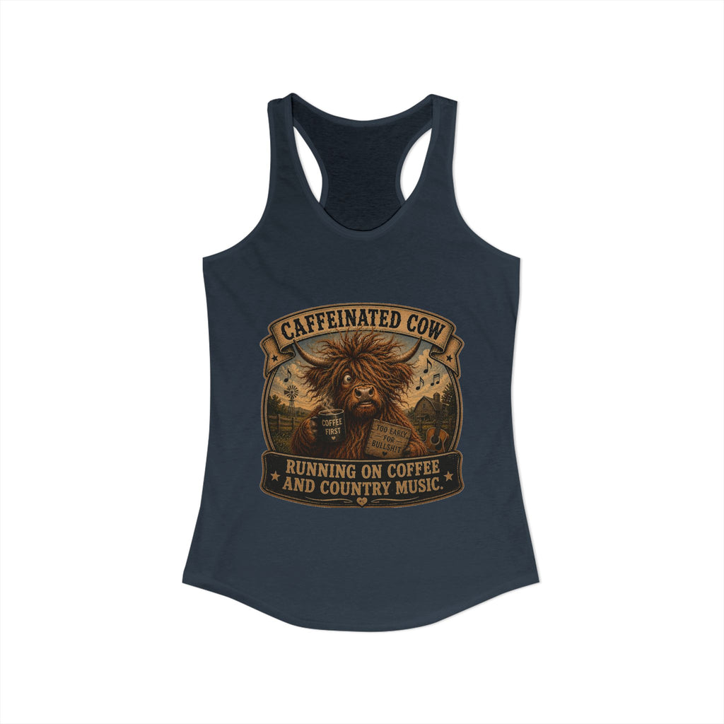 Caffeinated Cow Women's Ideal Racerback Tank