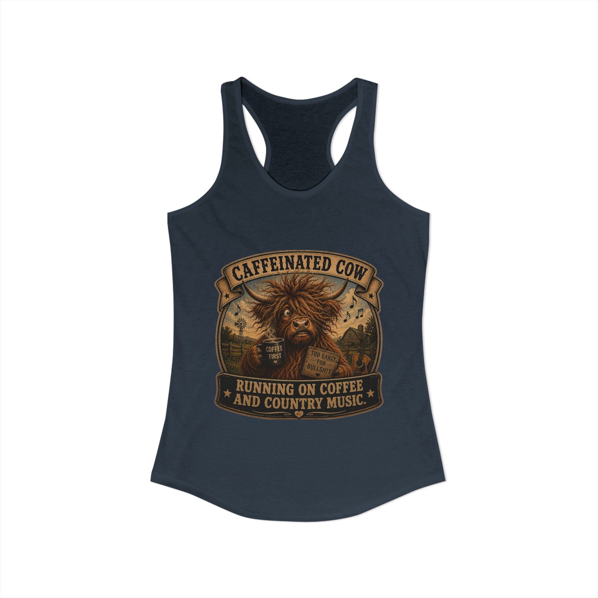 Caffeinated Cow Women's Ideal Racerback Tank