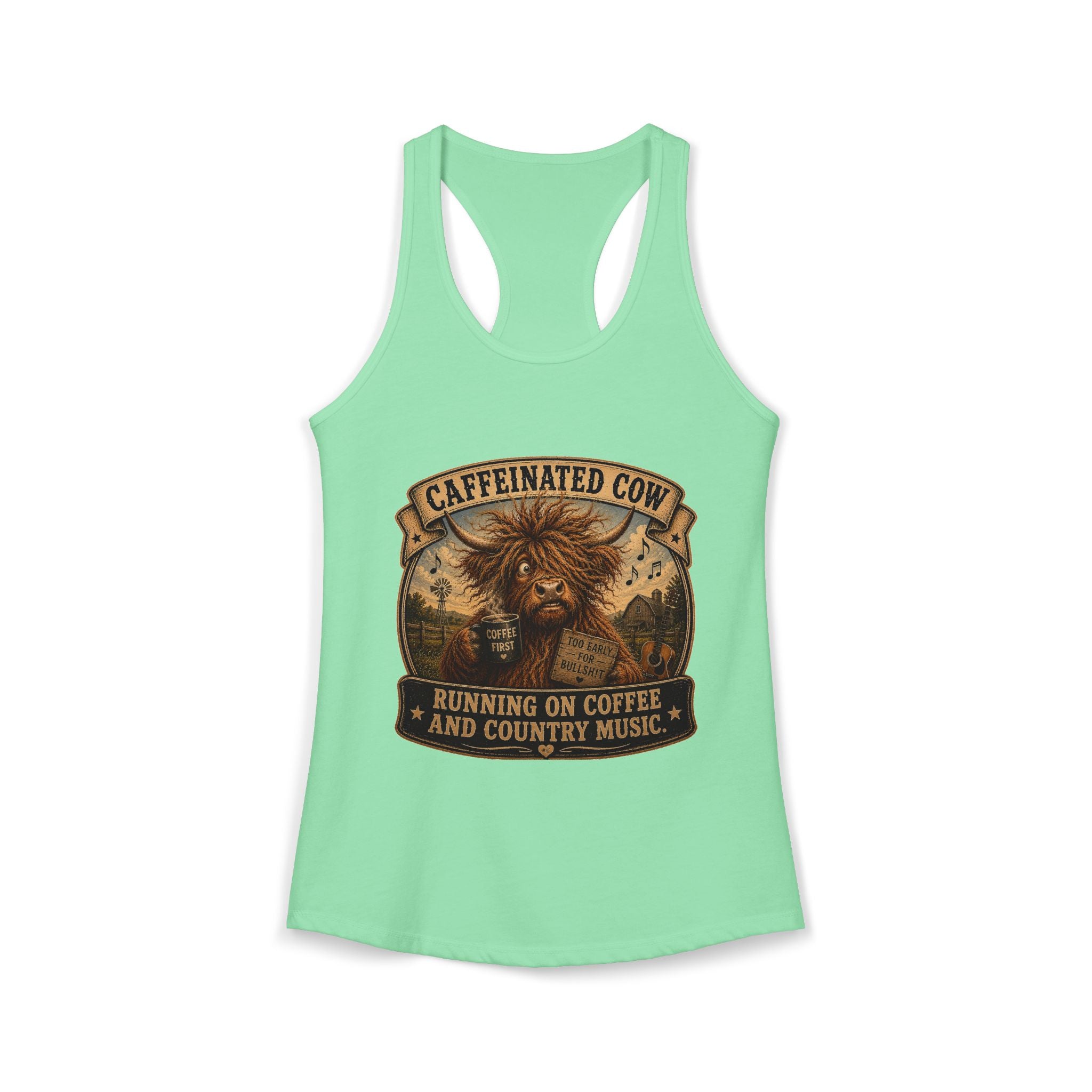 Caffeinated Cow Women's Ideal Racerback Tank
