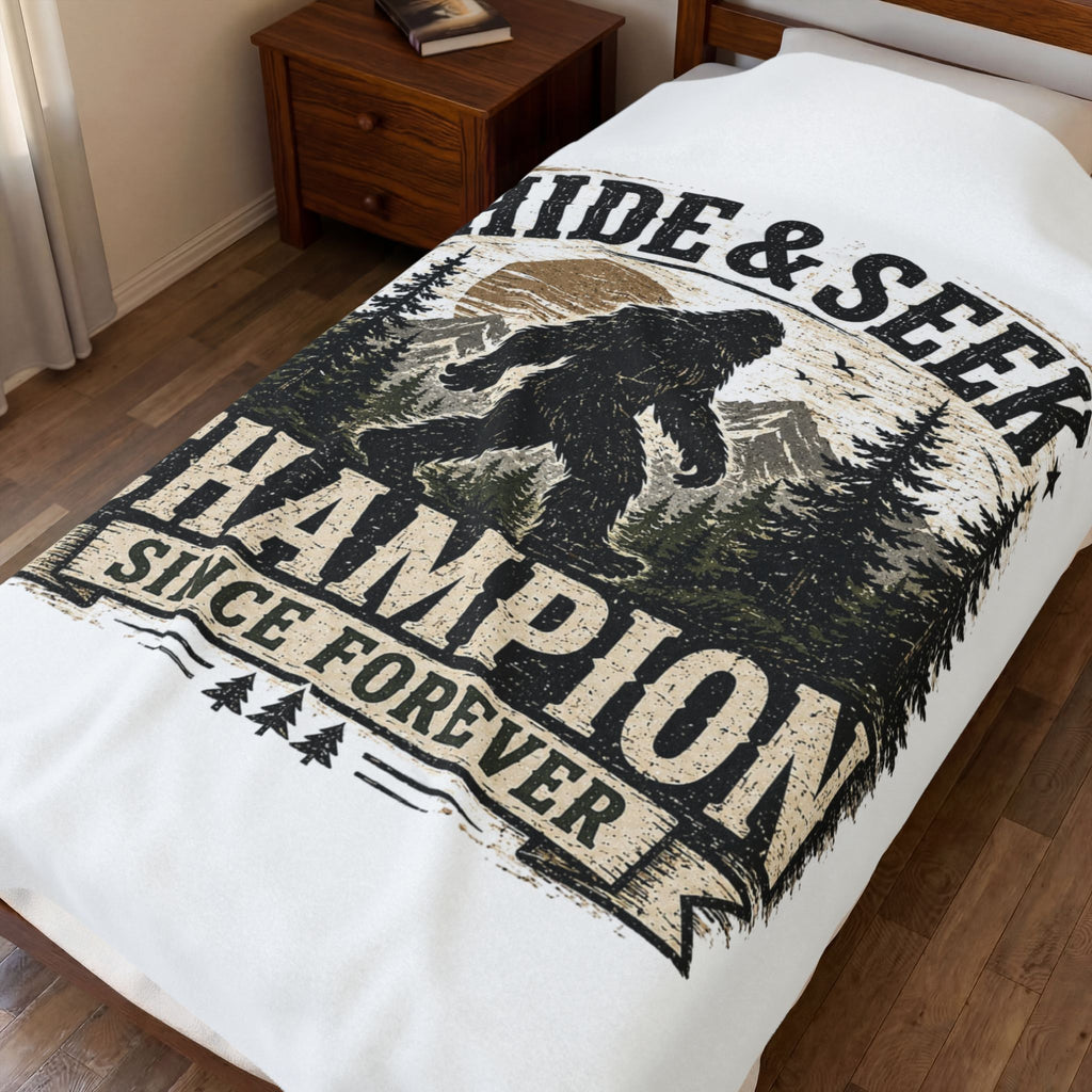 Hide & Seek Champion Since Forever Bigfoot Velveteen Plush Blanket