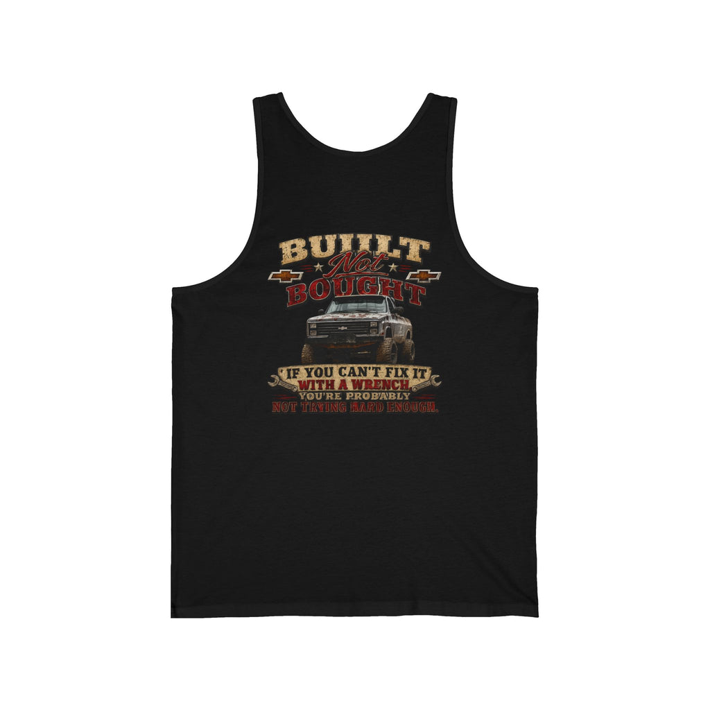 Truck Mechanic Tank Top — "Built Not Bought" Vintage Semi-Truck Graphic