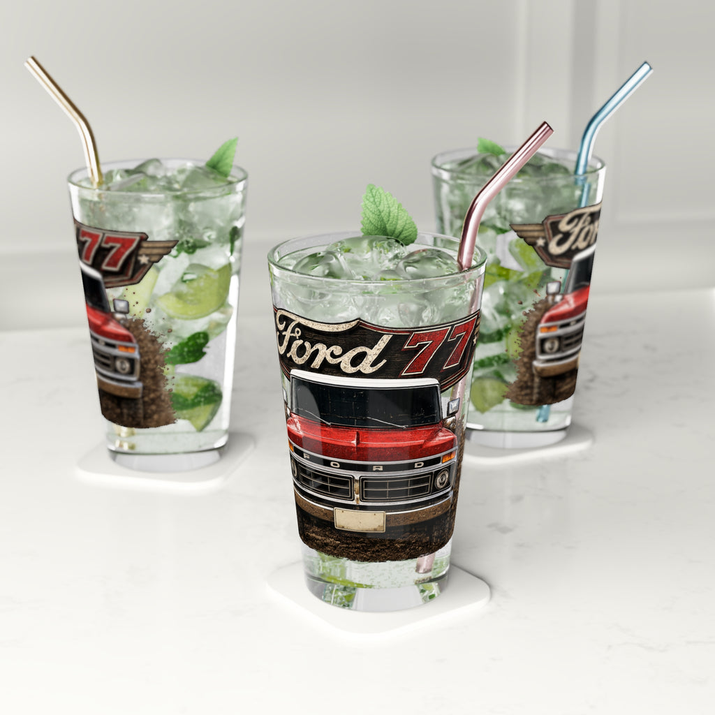 Vintage Ford 77 Truck Pint Glass — 16oz Classic Pickup Beer Glass