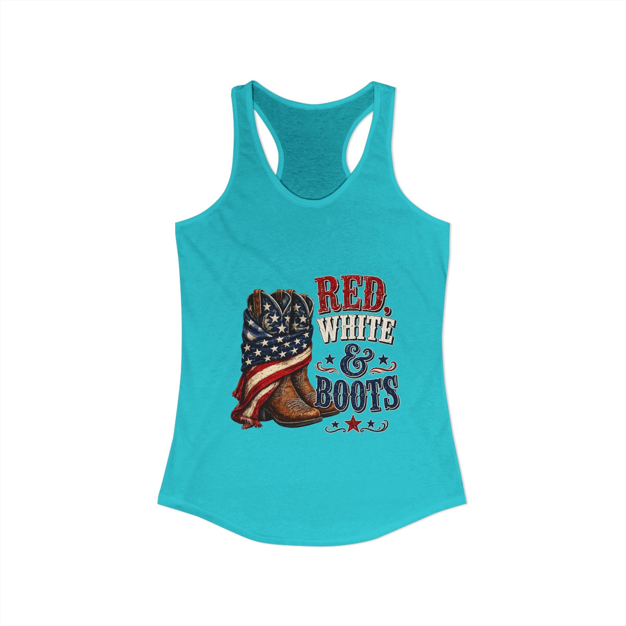 Red, White, & Boots Women's Ideal Racerback Tank