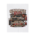 Garage Rules Velveteen Plush Blanket — "If the Garage Door Is Open, Bad Decisions Are Being Made" Cozy Mechanic Throw