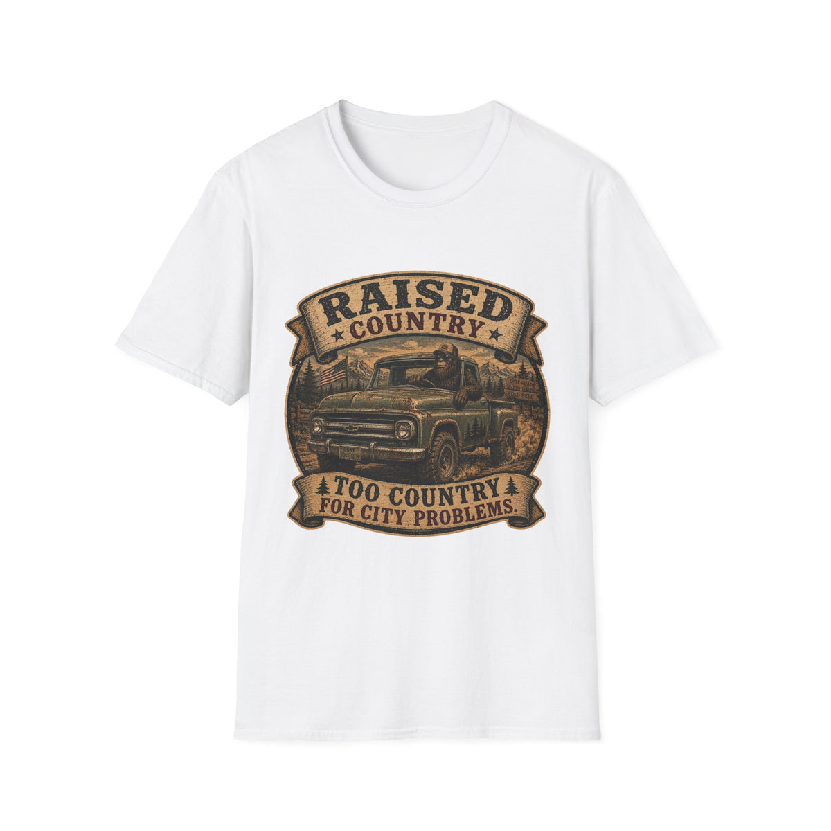 Raised Country T-Shirt — "Too Country for City Problems" Vintage Truck Tee