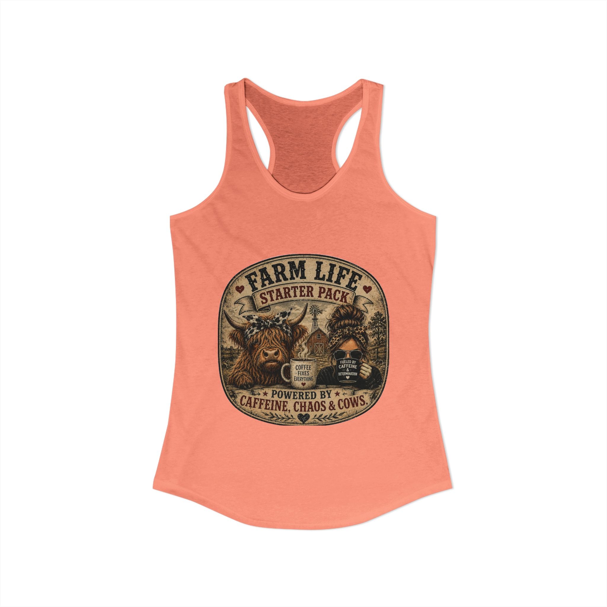 Farm Life Highland Cow Women's Ideal Racerback Tank