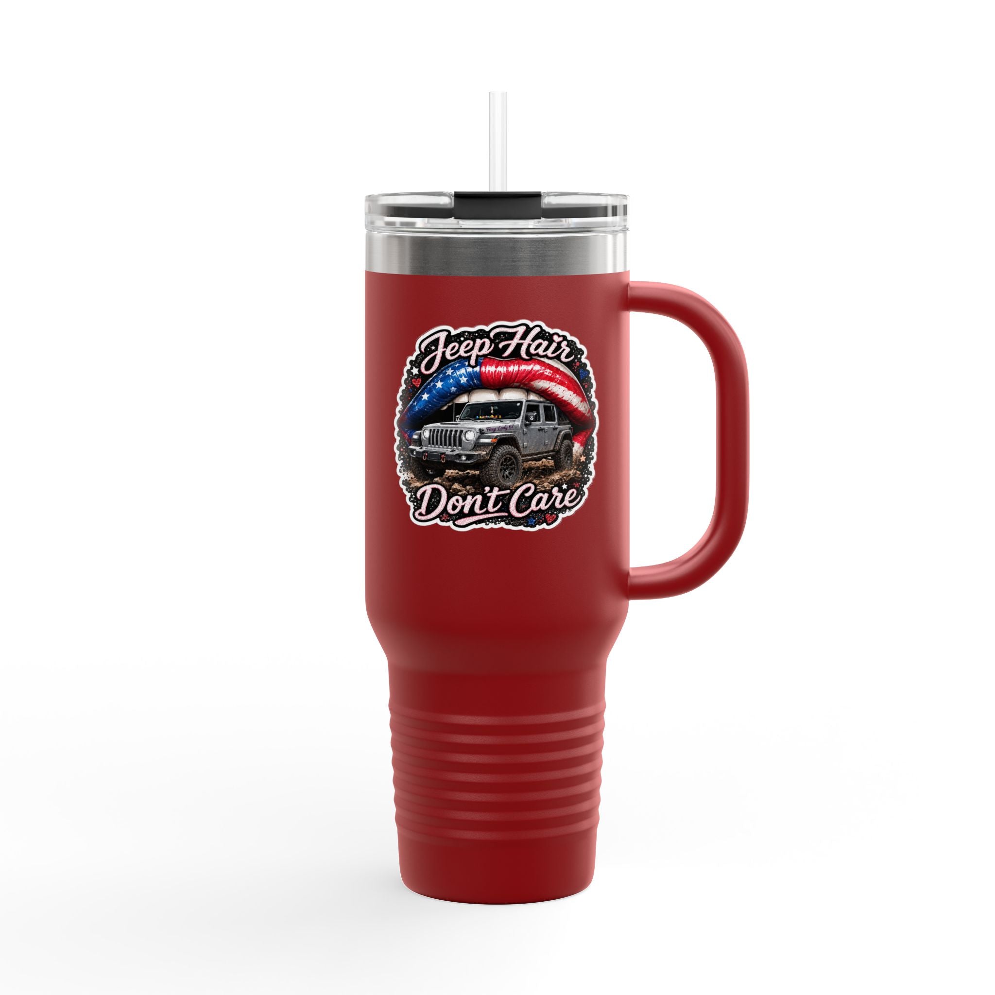 "Jeep Hair Don't Care" Patriotic Off‑Road Design — 40oz Insulated Travel Mug