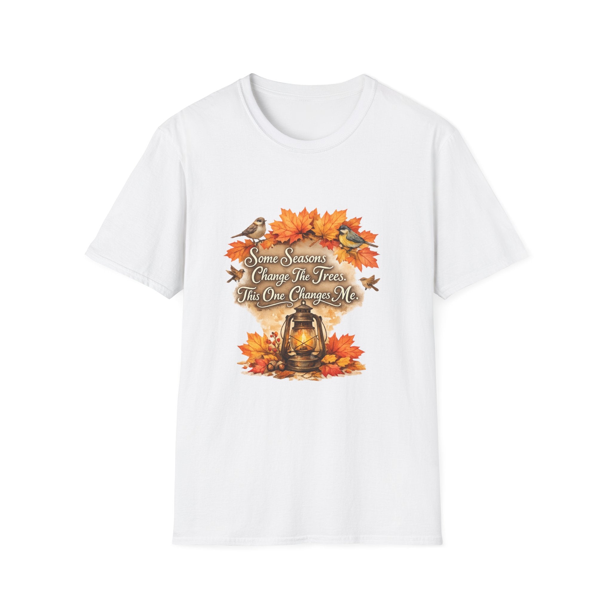 "Some Seasons Change The Trees, This One Changes Me" Autumn Bird Tee — Fall Leaves T-Shirt