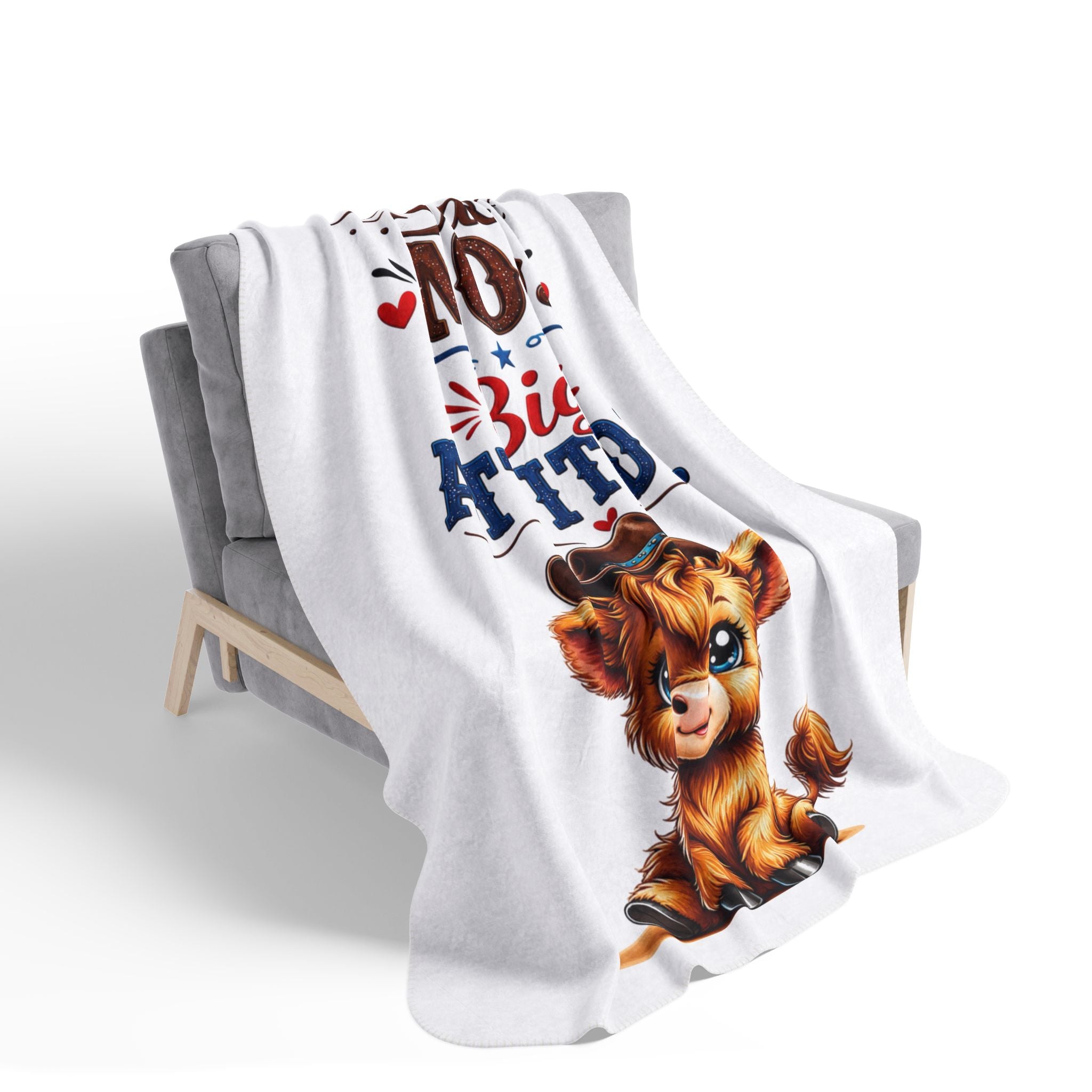 Small Moo Big Attitude Highland Cow Fleece Sherpa Blanket