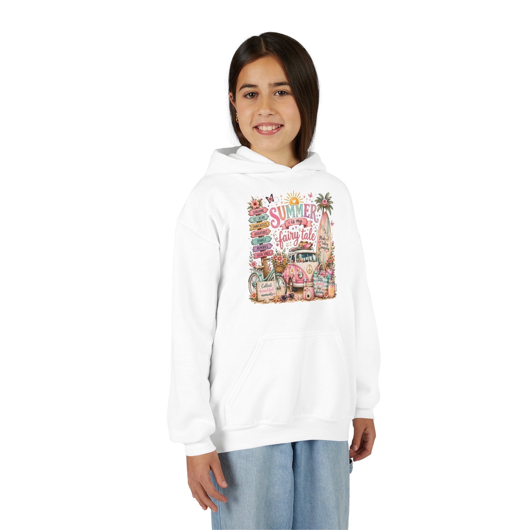 'Summer Fairy Tale' Retro Beach Camper Graphic – Youth Hoodie