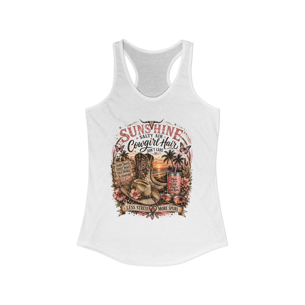 Sunshine Salty Air Cowgirl Hair Don't Care - Women's Ideal Racerback Tank