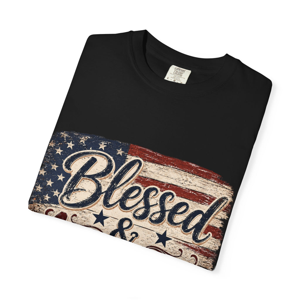 Blessed & American T-Shirt — Patriotic Vintage Flag Tee for 4th of July
