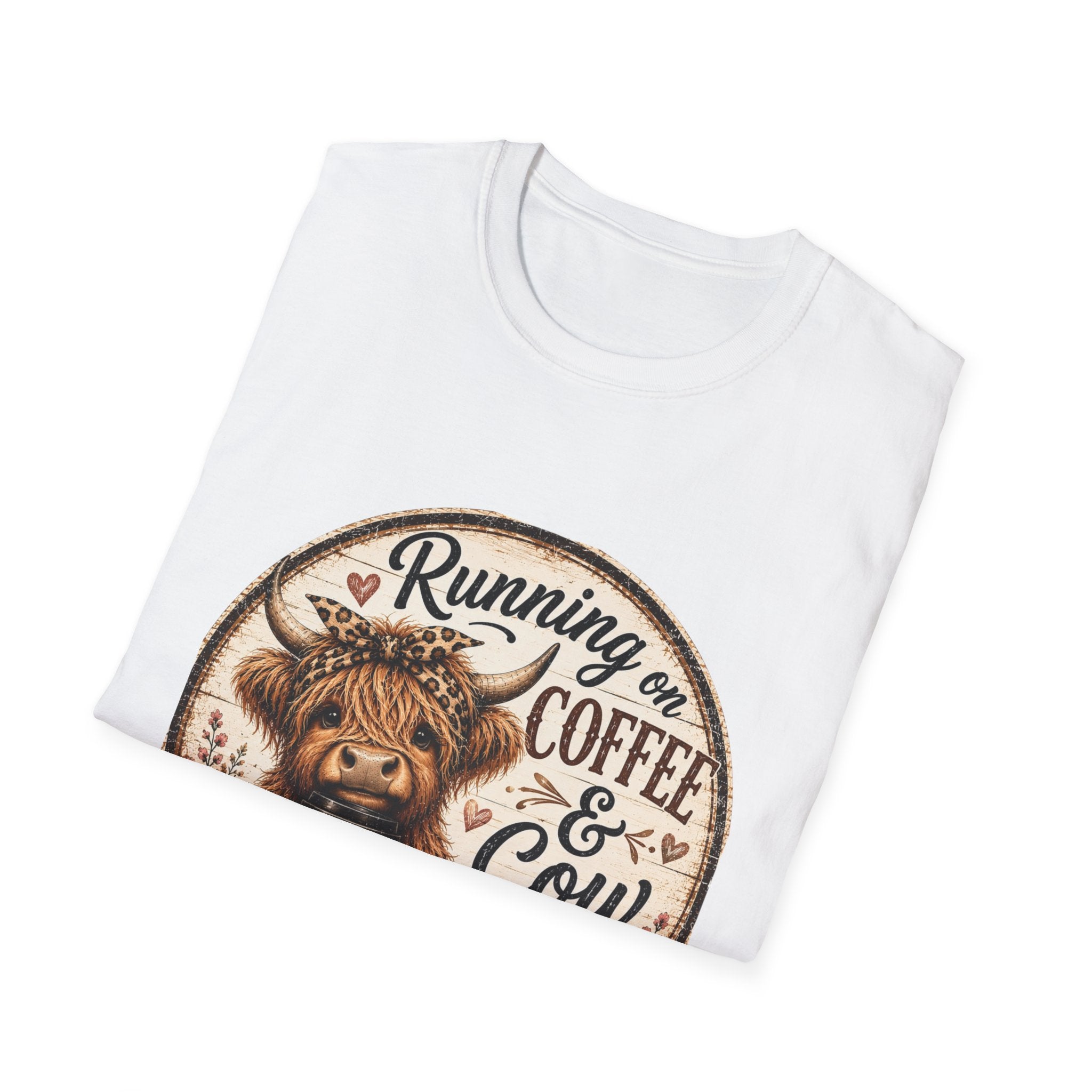 Running on Coffee & Cow Kisses - Unisex Softstyle T-Shirt