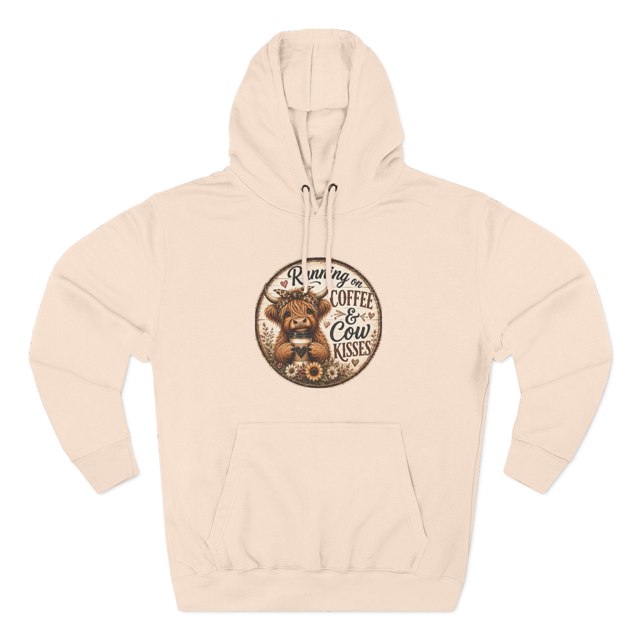 Running on Coffee & Cow Kisses Three-Panel Fleece Hoodie
