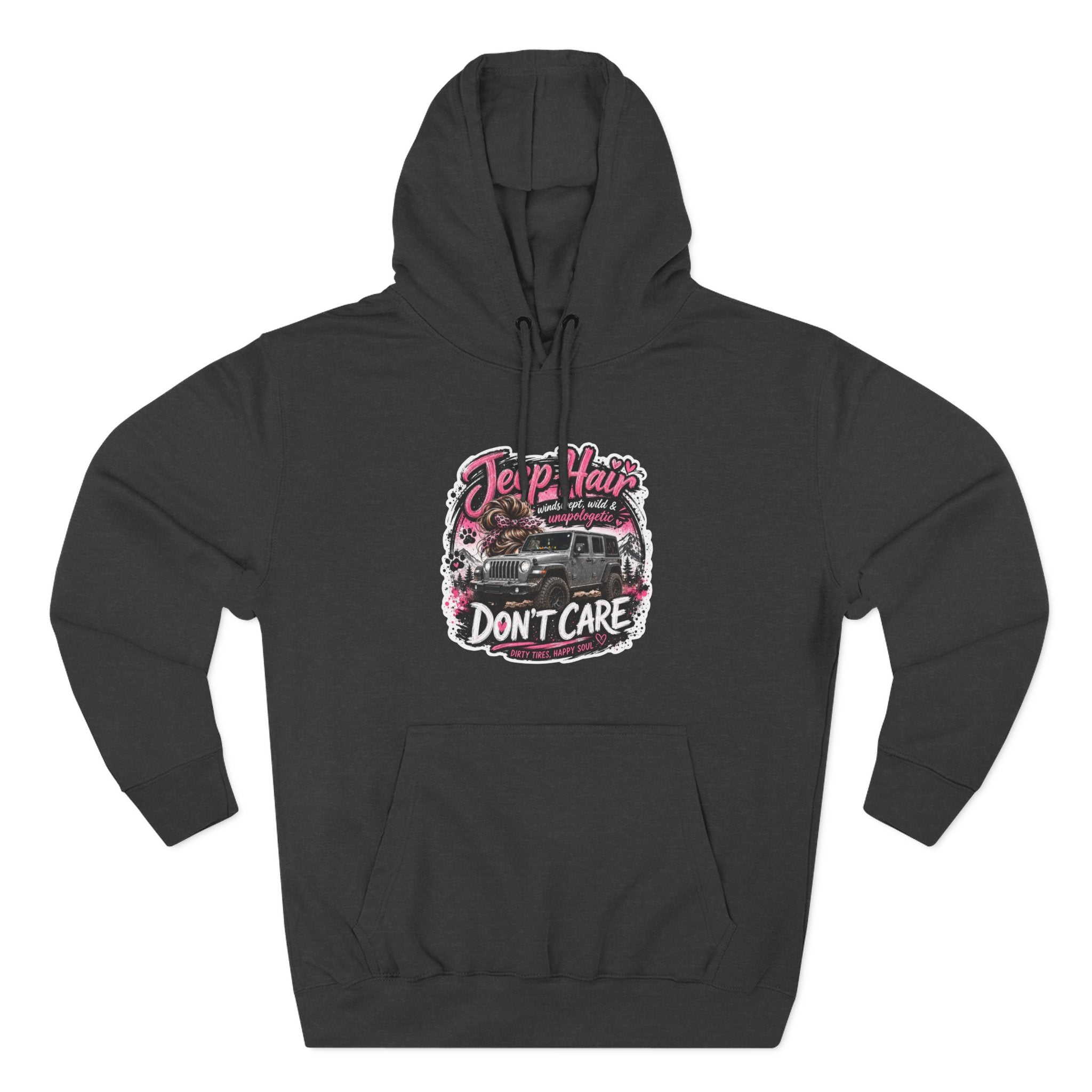 Jeep Hair Don't Care (Pink) Three-Panel Fleece Hoodie