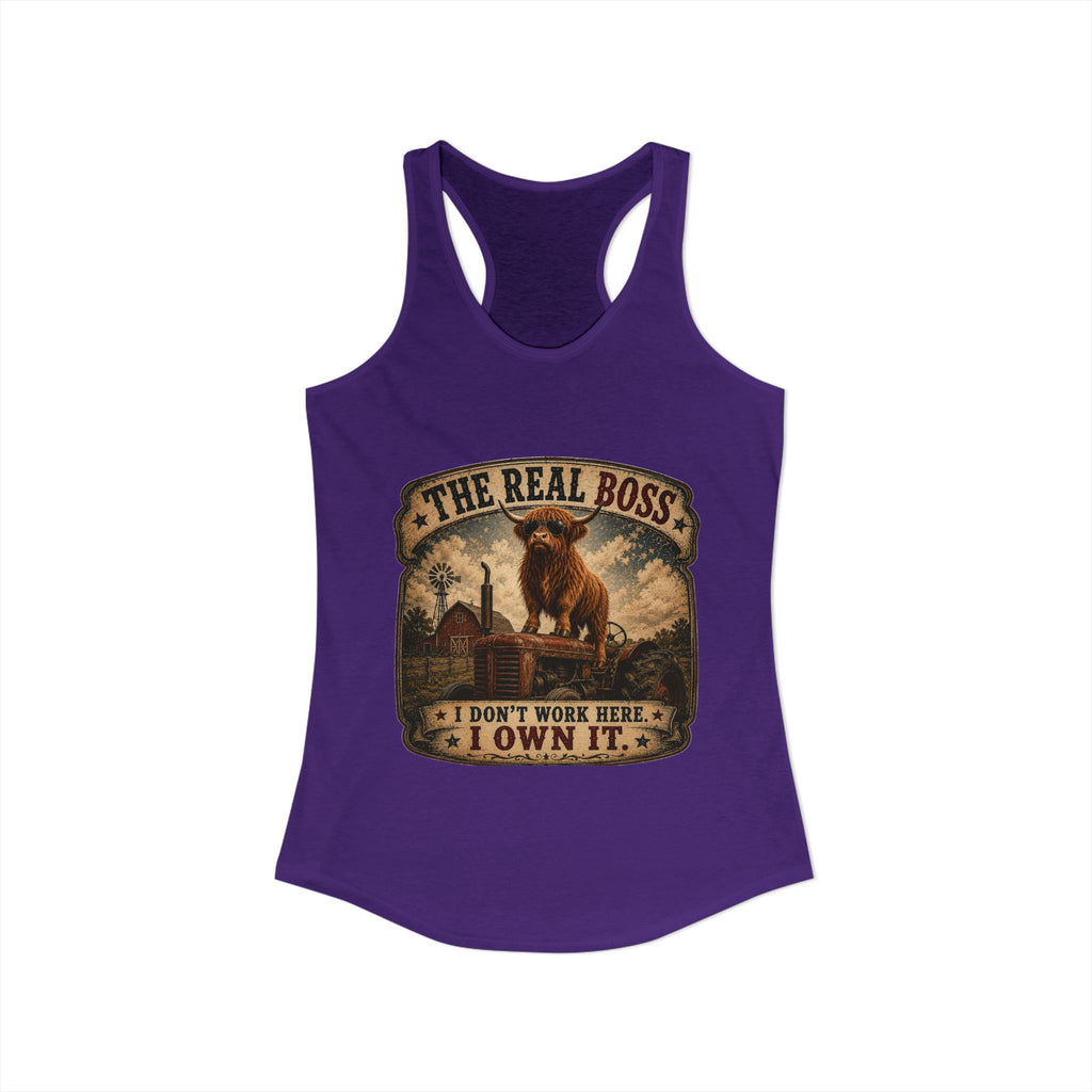 The Real Boss Highland Cow Women's Ideal Racerback Tank