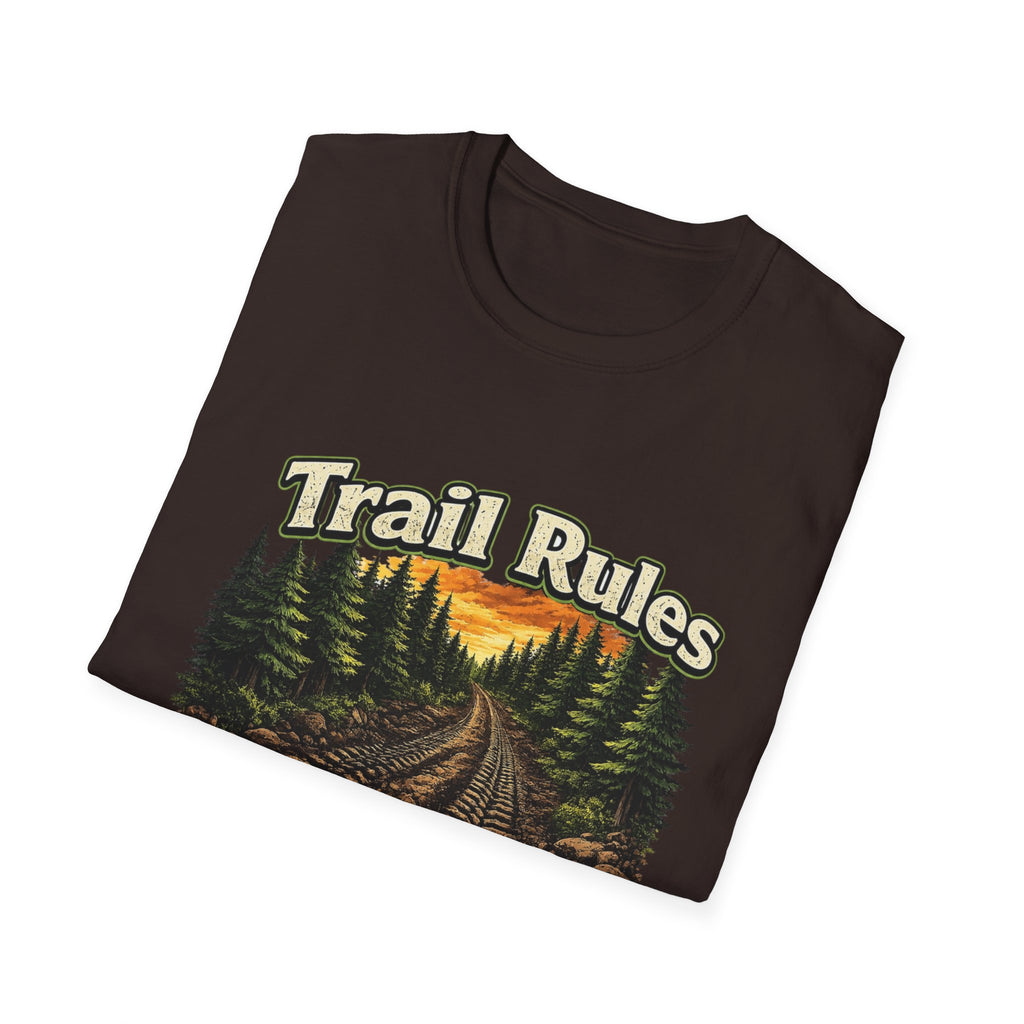 Trail Rules T-Shirt — 'Leave Nothing Behind Except Tire Tracks and Bad Decisions' Outdoor Tee