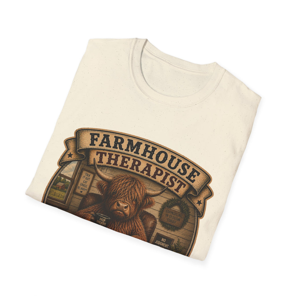Farmhouse Therapist Highland Cow Unisex Softstyle T-Shirt