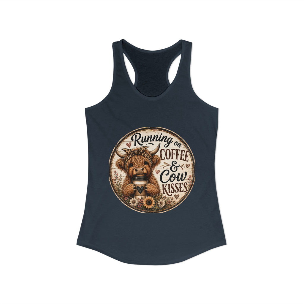 Running on Coffee & Cow Kisses Women's Ideal Racerback Tank