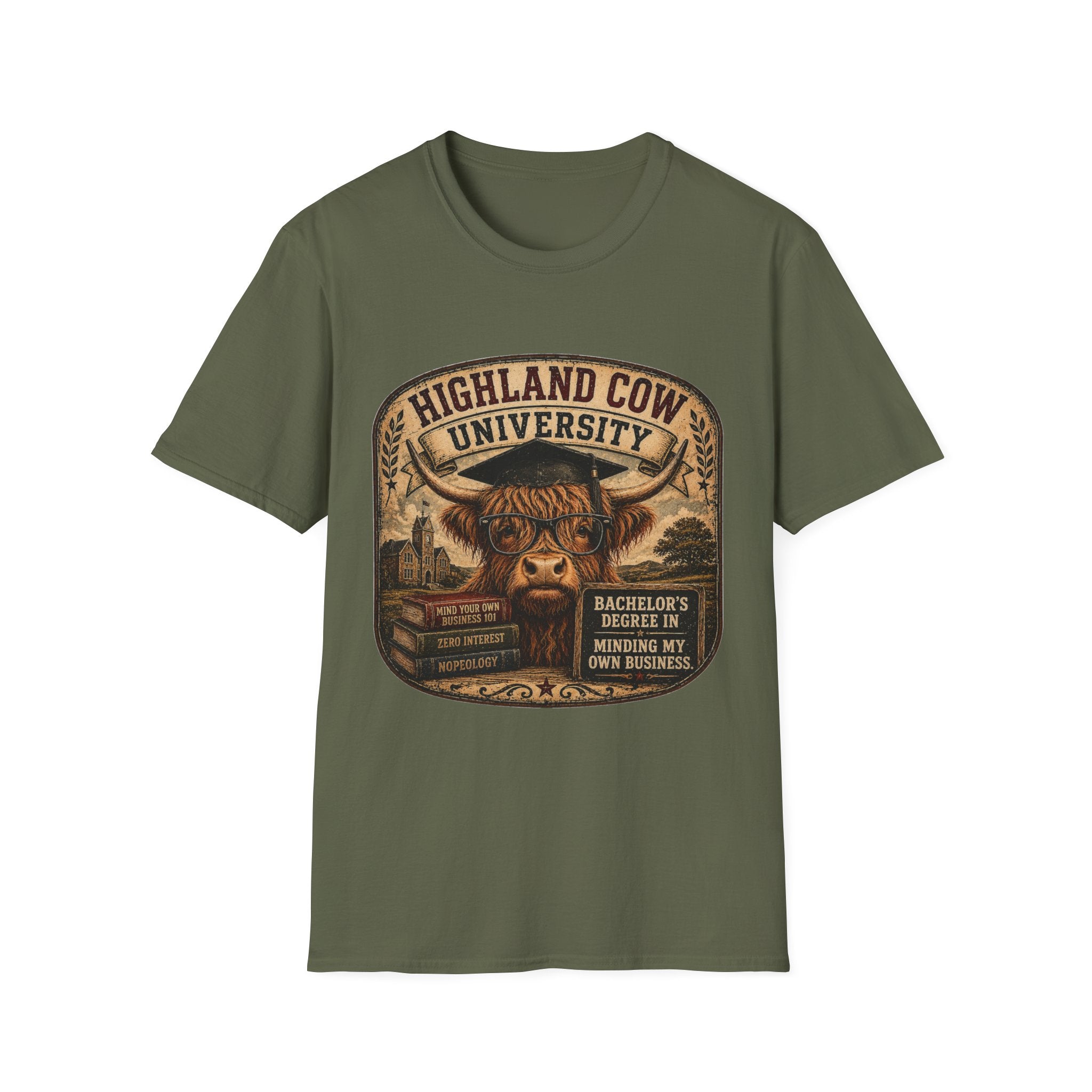 Highland Cow University Unisex Softstyle T-Shirt