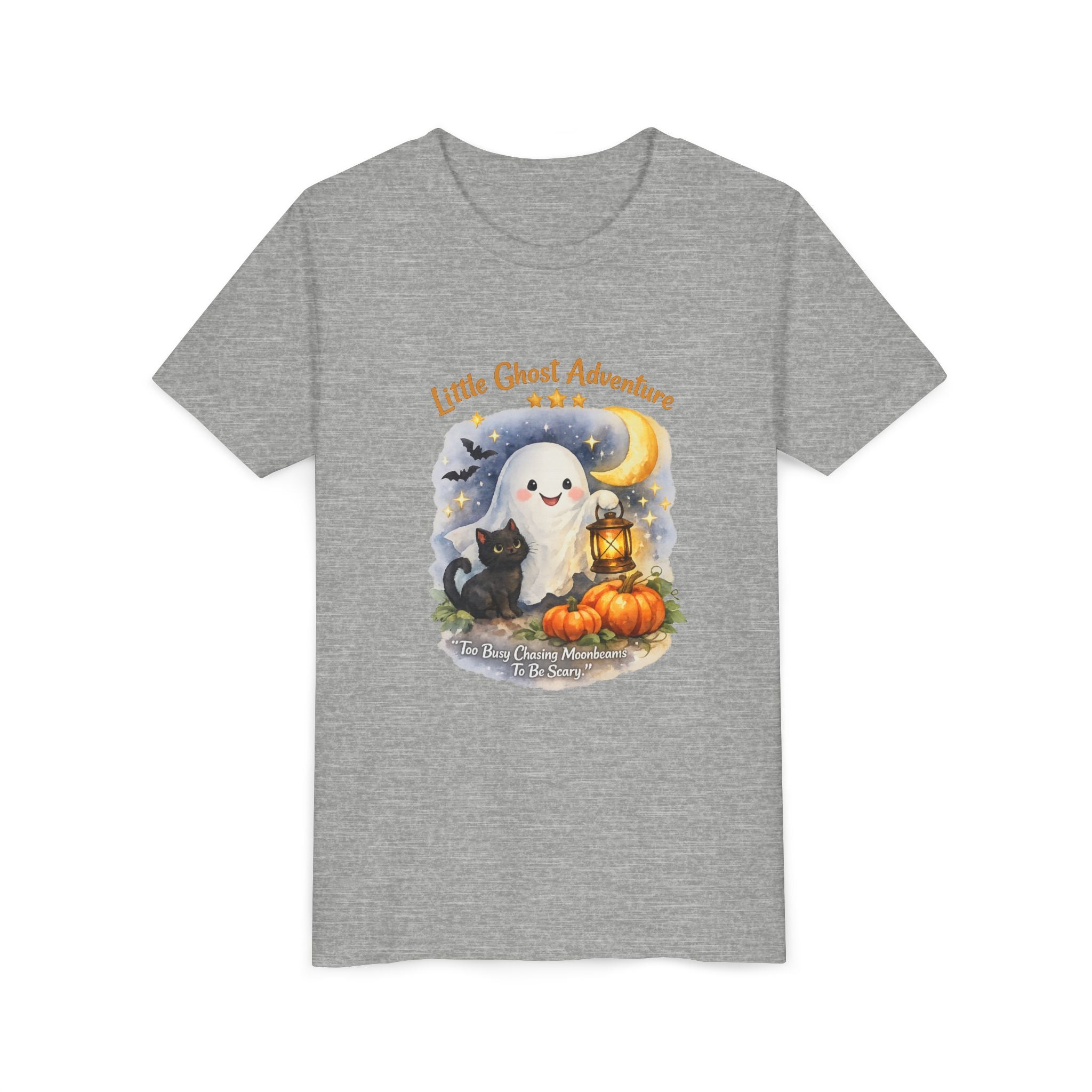 "Little Ghost Adventure" Halloween Kids Shirt with Cute Pumpkin & Black Cat Design - Youth Tee