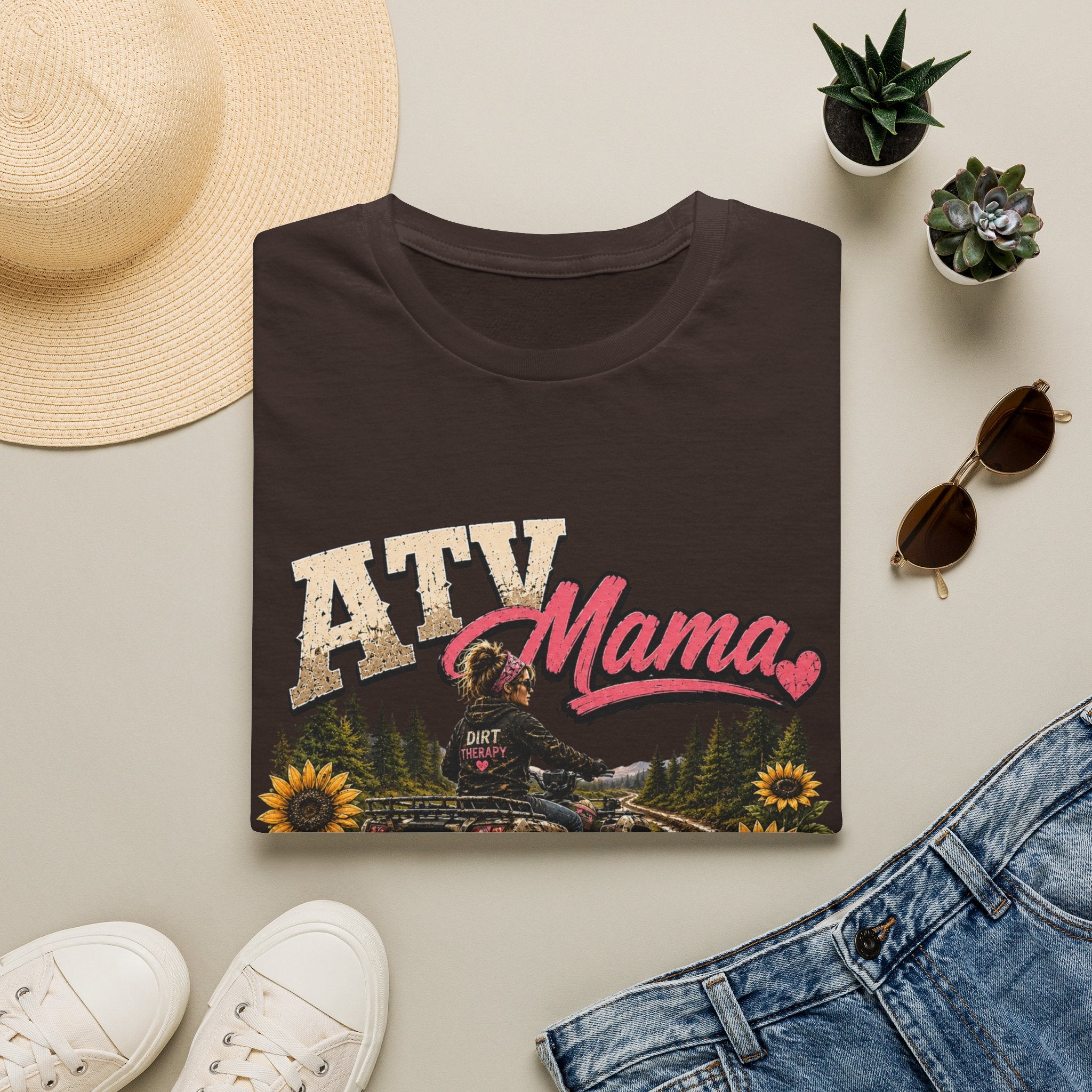 ATV Mama T-Shirt — Messy Hair, Muddy Boots Graphic Tee for Moms