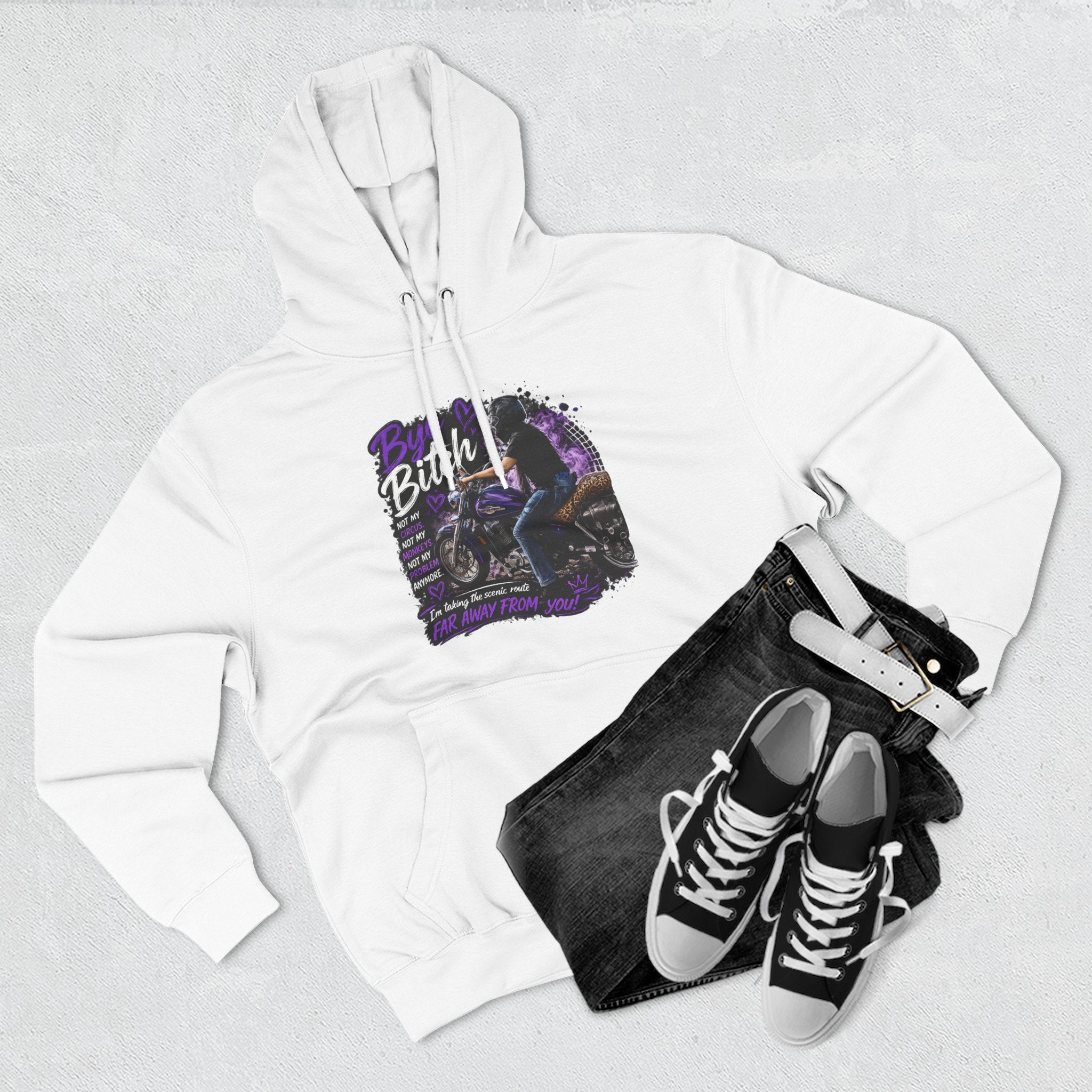 "Bitch" Retro Motorcycle Pullover — Biker Babe Graphic Hoodie