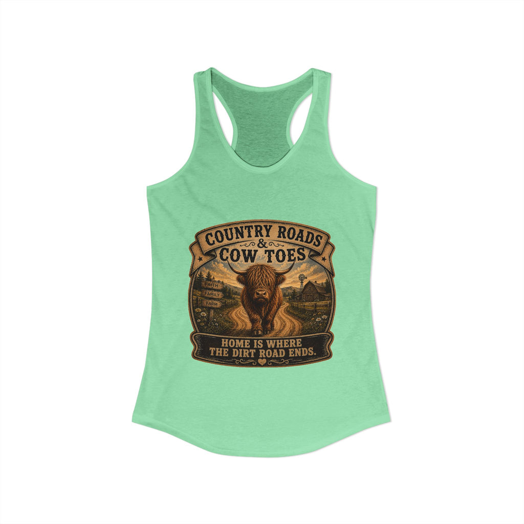 Country Roads & Cow Toes Women's Ideal Racerback Tank