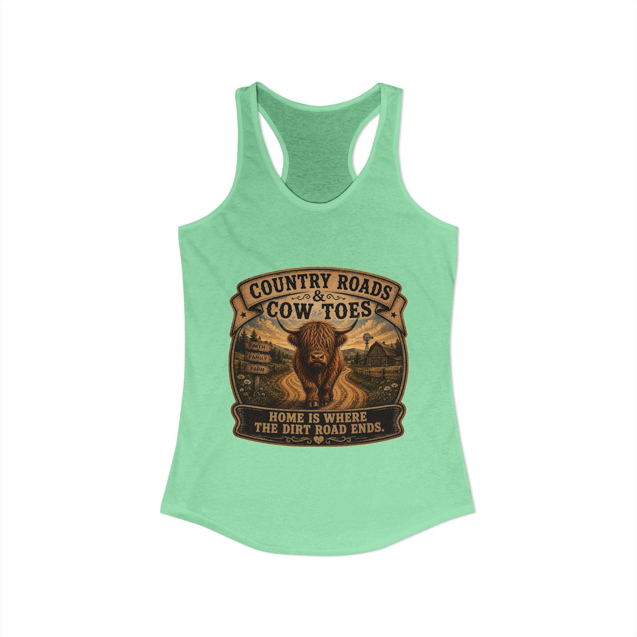 Country Roads & Cow Toes Women's Ideal Racerback Tank