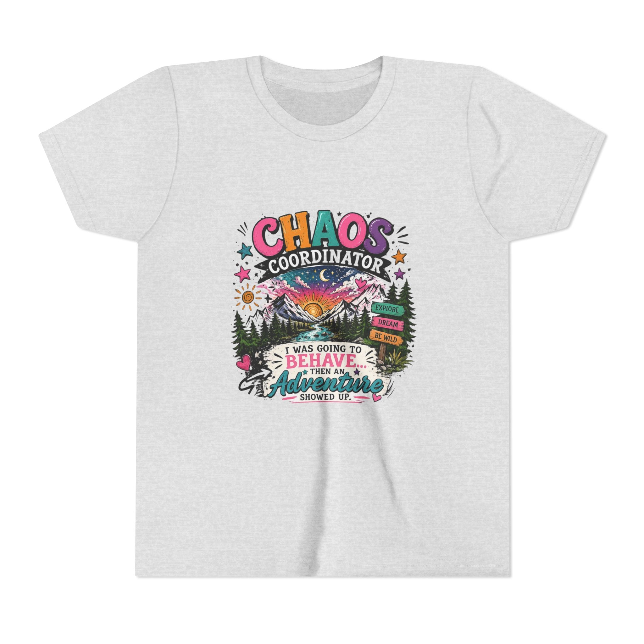 Chaos Coordinator Kids T-Shirt – I Was Going To Behave But Then Adventure Showed Up Graphic Tee