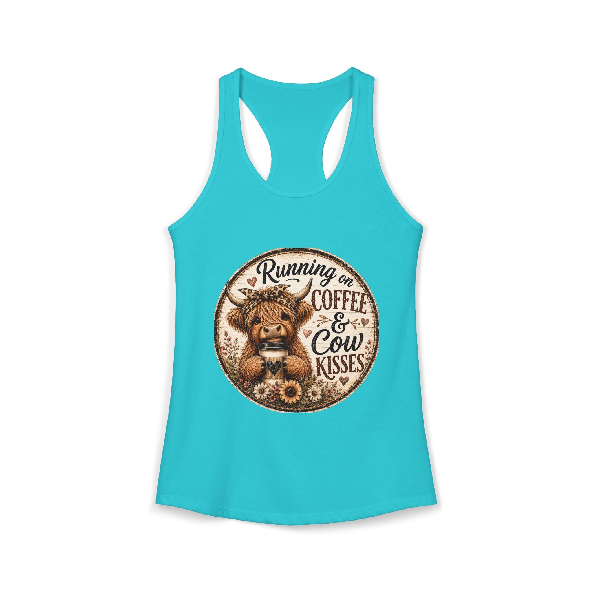 Running on Coffee & Cow Kisses Women's Ideal Racerback Tank