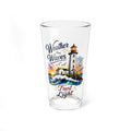 'Weather the Waves, Trust the Light' Coastal Cocktail Glass – Lighthouse Mixing Glass 16oz