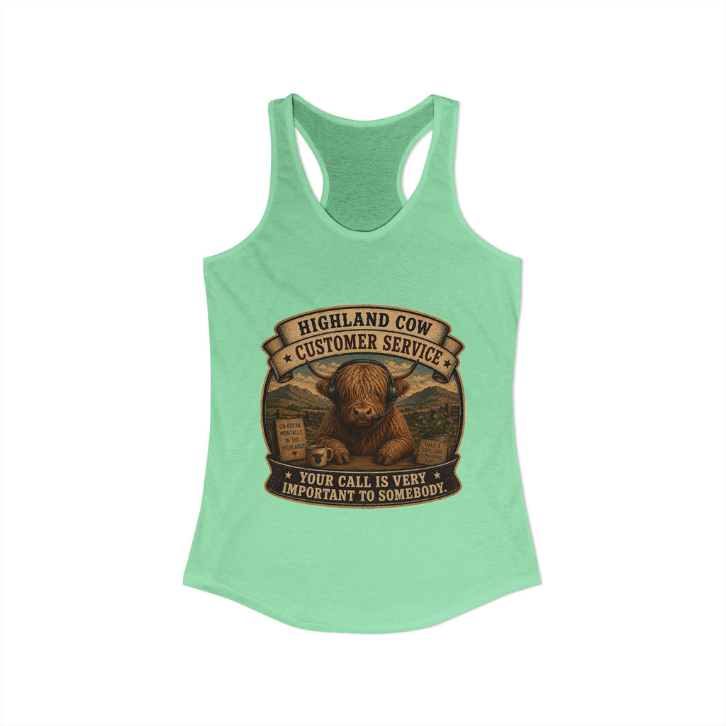 Highland Cow Customer Service Women's Ideal Racerback Tank