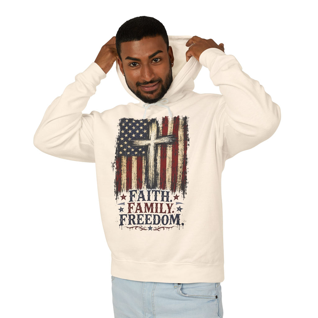 4th of July Lightweight Hooded Sweatshirt — Patriotic Independence Day Pullover