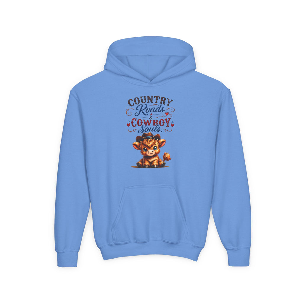 Country Roads Cowboys Souls Youth Heavy Blend Hooded Sweatshirt