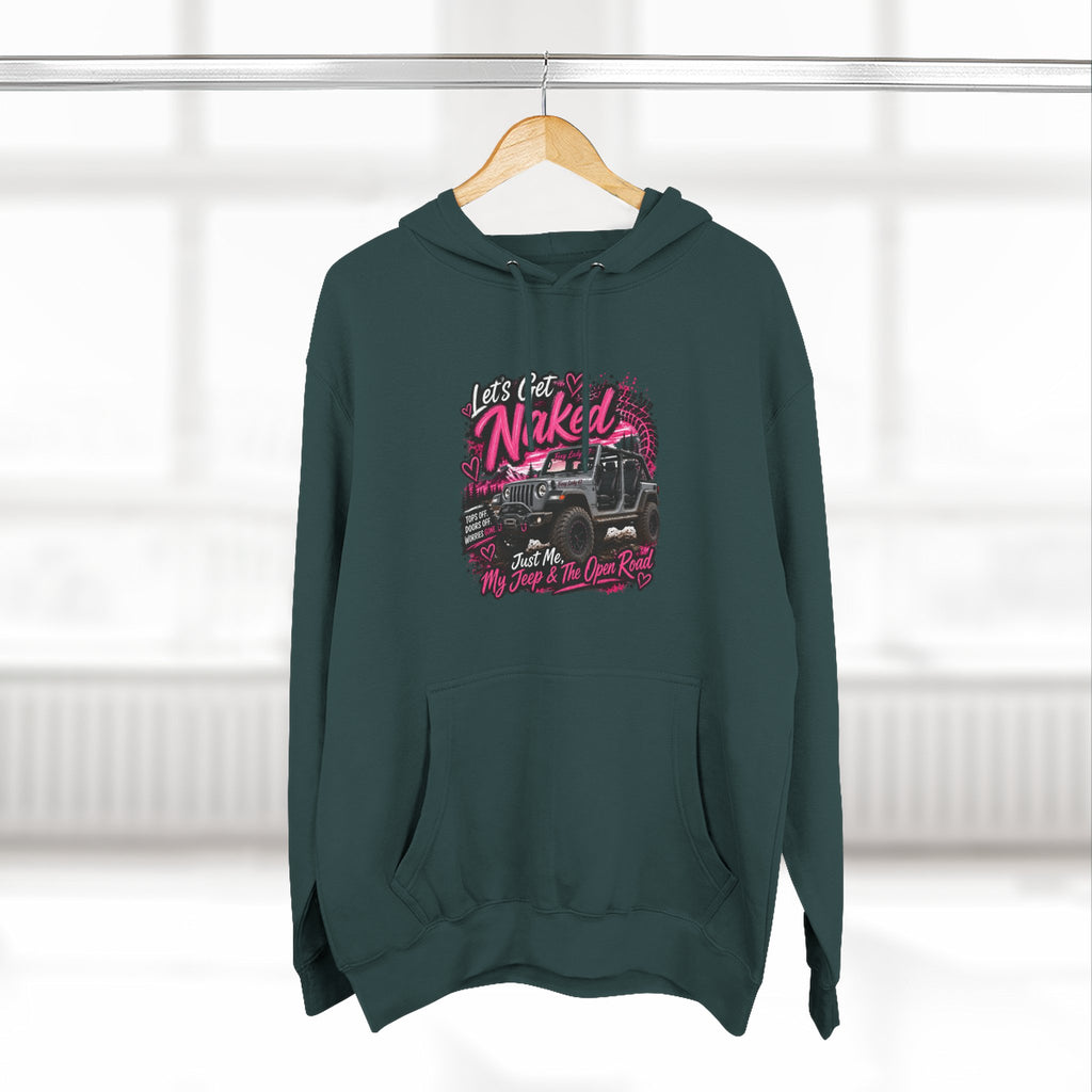 Jeep 'Let's Get Naked' Graphic Hoodie — (Pink) Off-Road Adventure Pullover