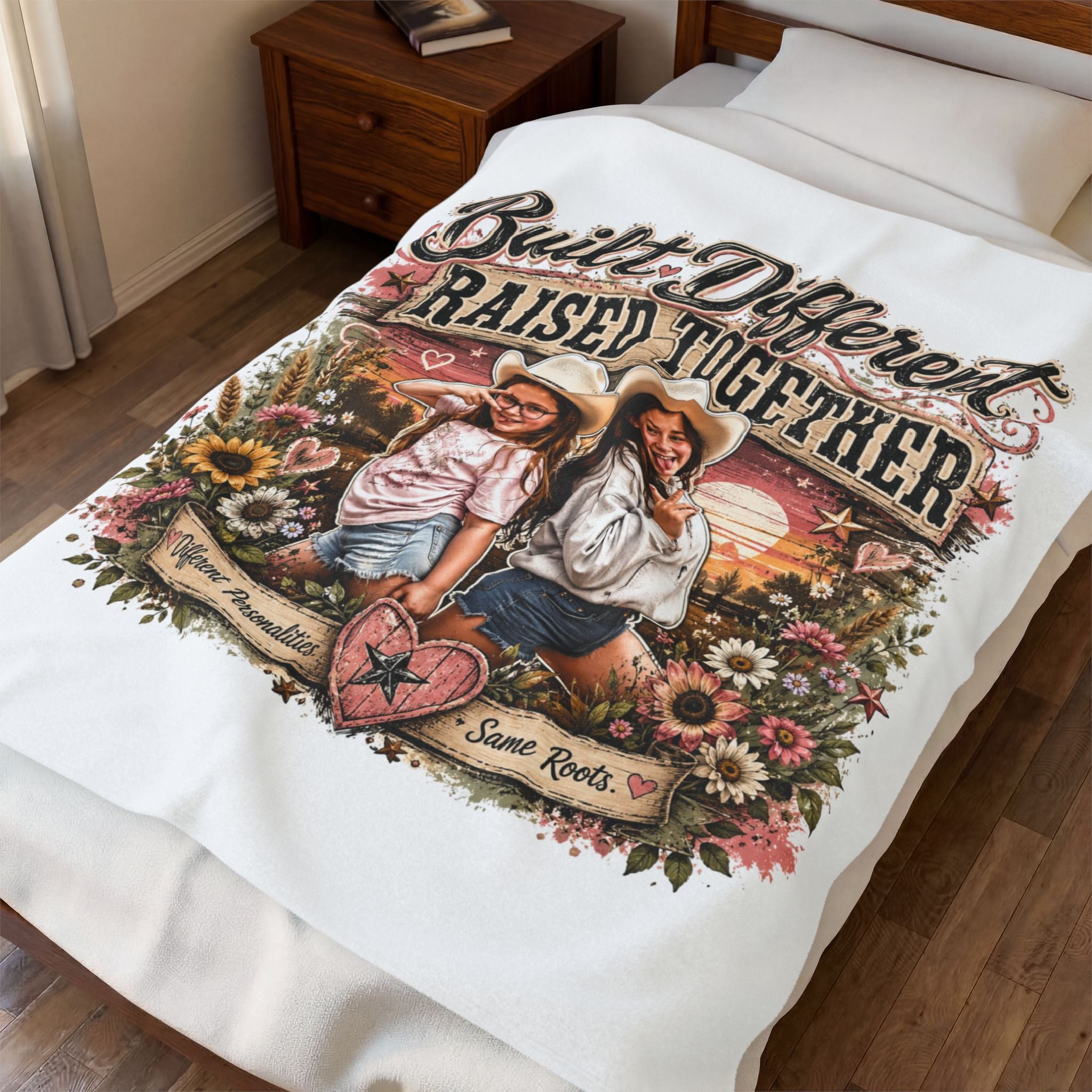 Built Different Raised Together Velveteen Plush Blanket