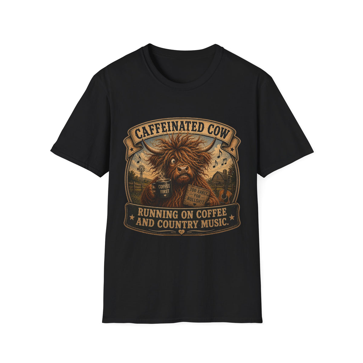 Caffeinated Cow Unisex Softstyle T-Shirt