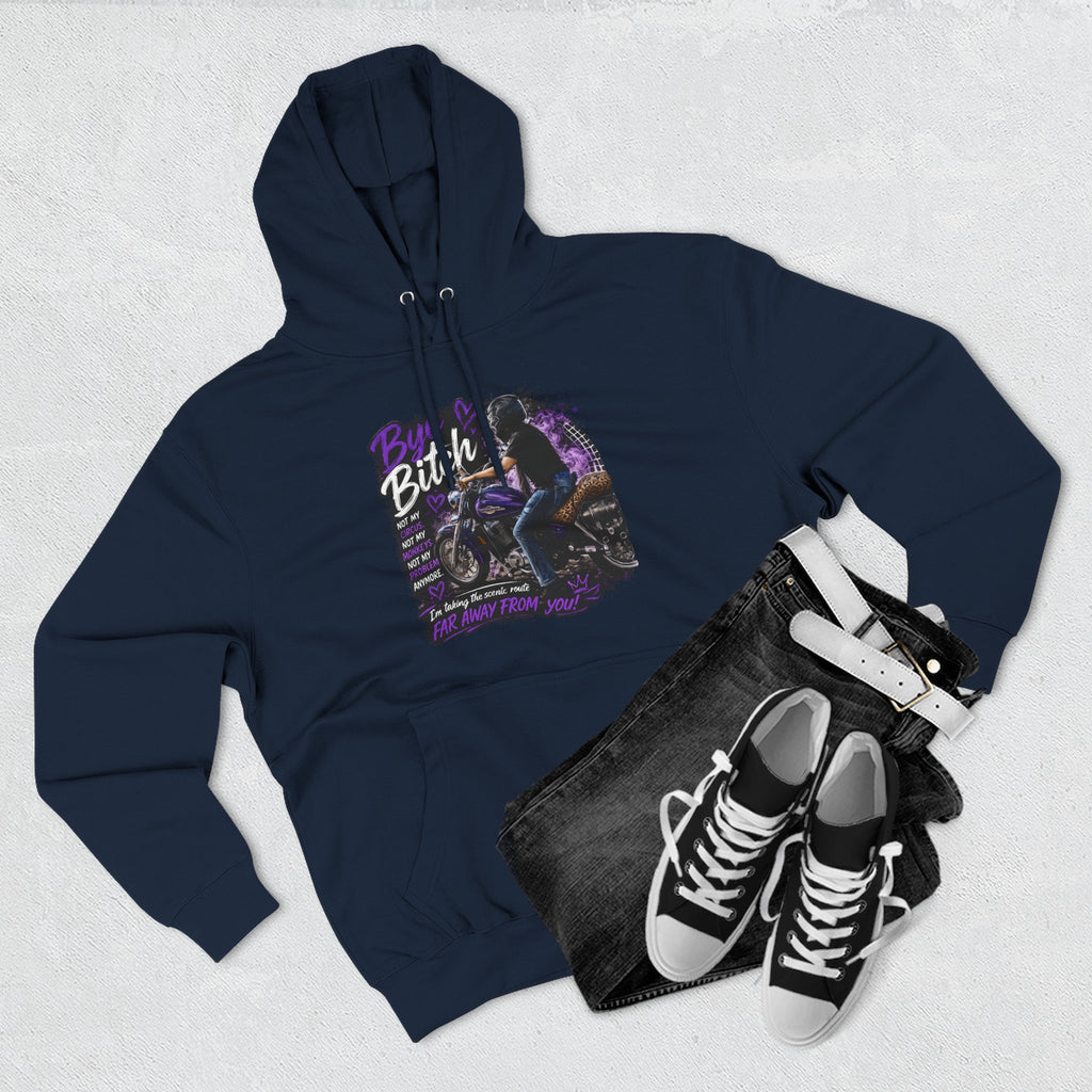 "Bitch" Retro Motorcycle Pullover — Biker Babe Graphic Hoodie