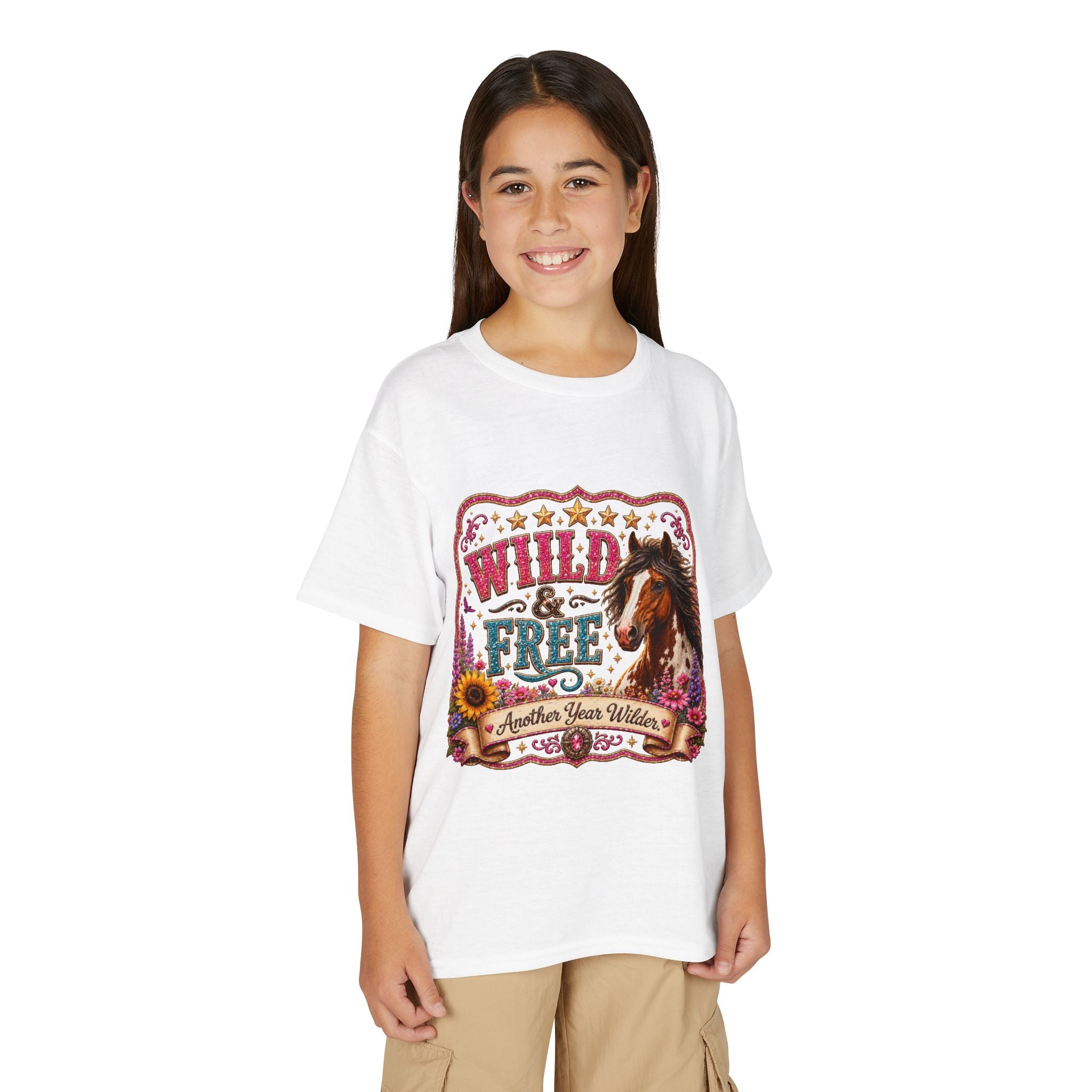 "Another Year Wilder" Horse Graphic — Wild & Free Youth T‑Shirt