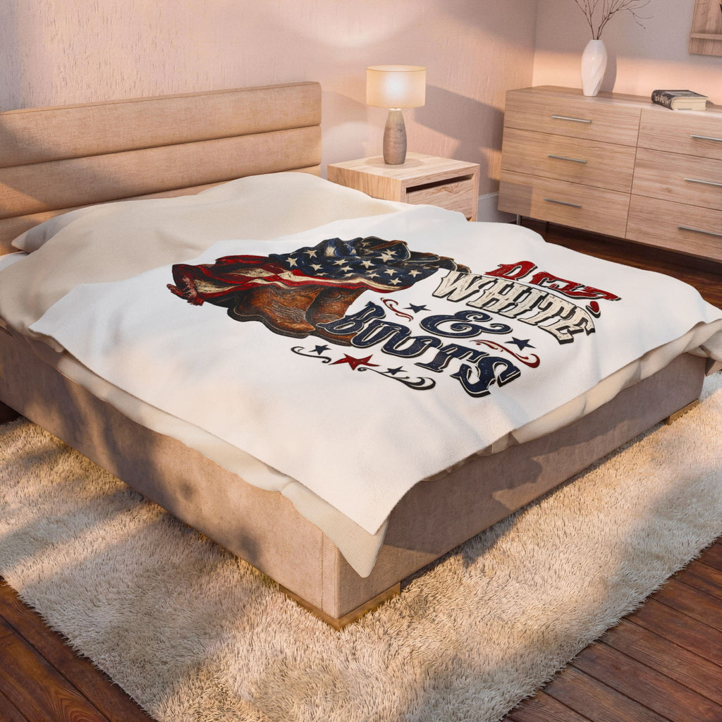 Red, White & Boots 4th July Velveteen Plush Blanket