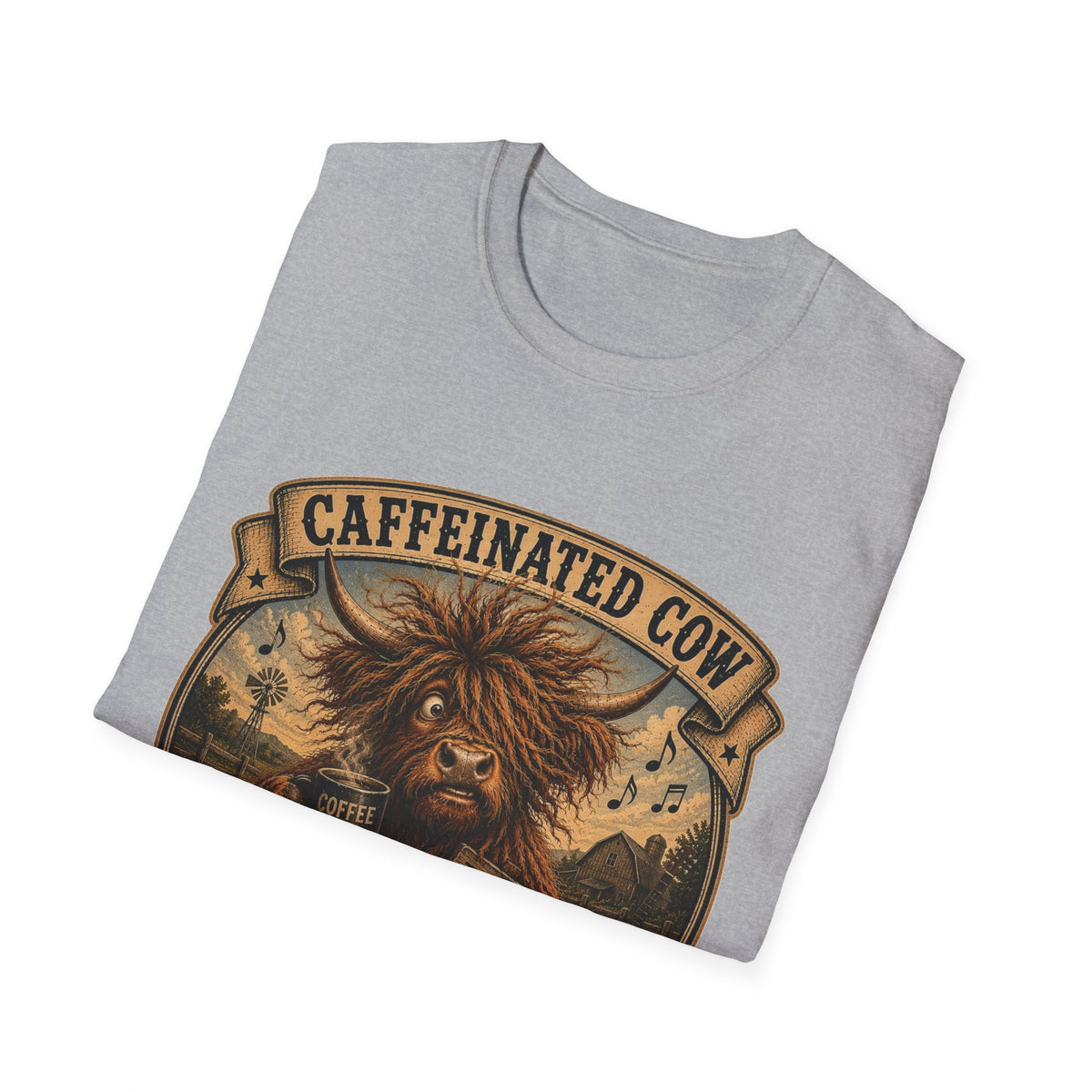 Caffeinated Cow Unisex Softstyle T-Shirt