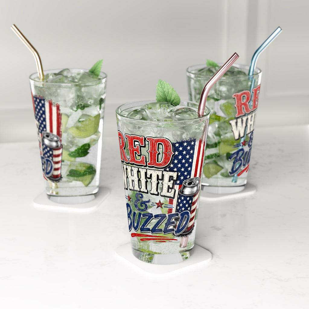 Red, White & Buzzed Pink 16oz Pint Glass