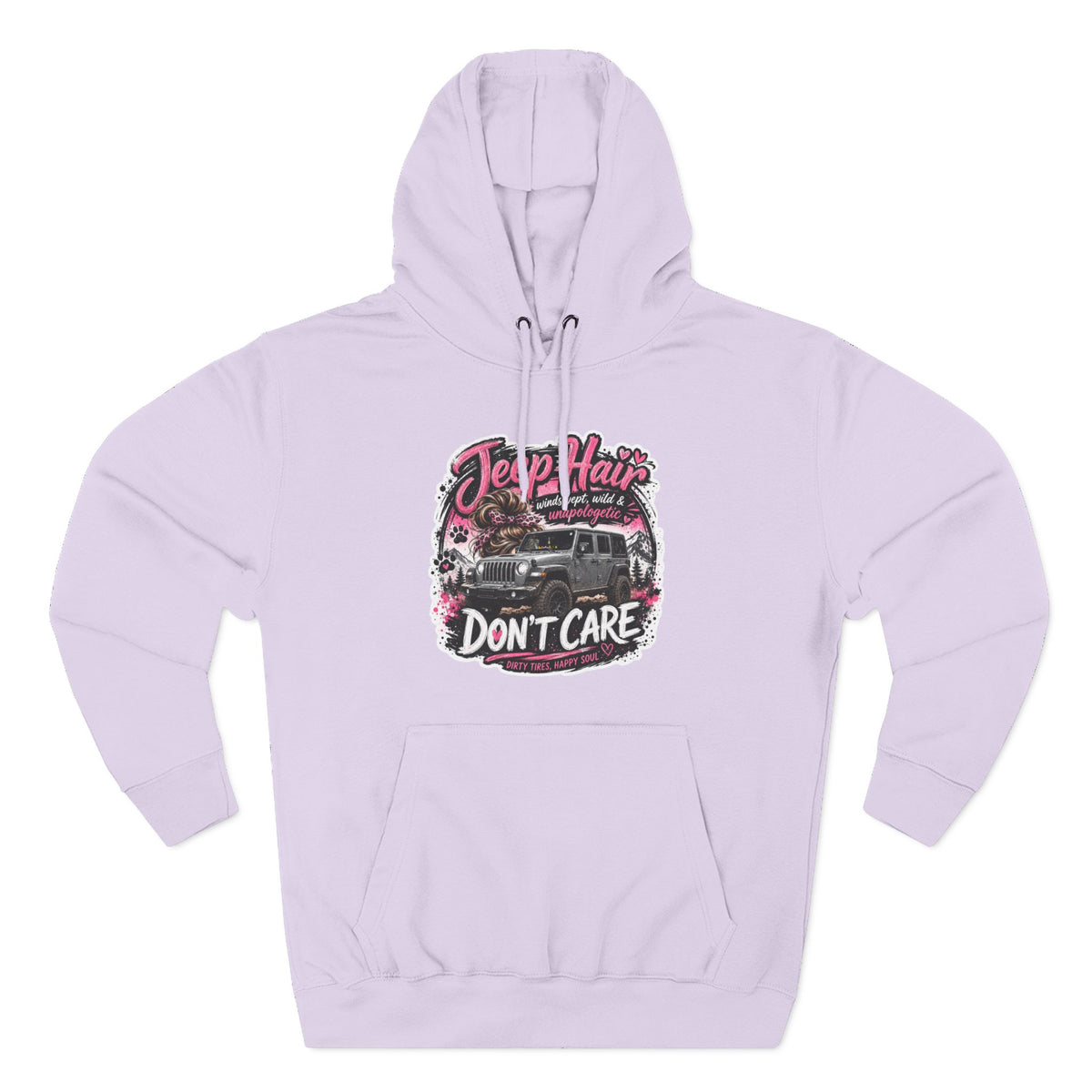 Jeep Hair Don't Care (Pink) Three-Panel Fleece Hoodie