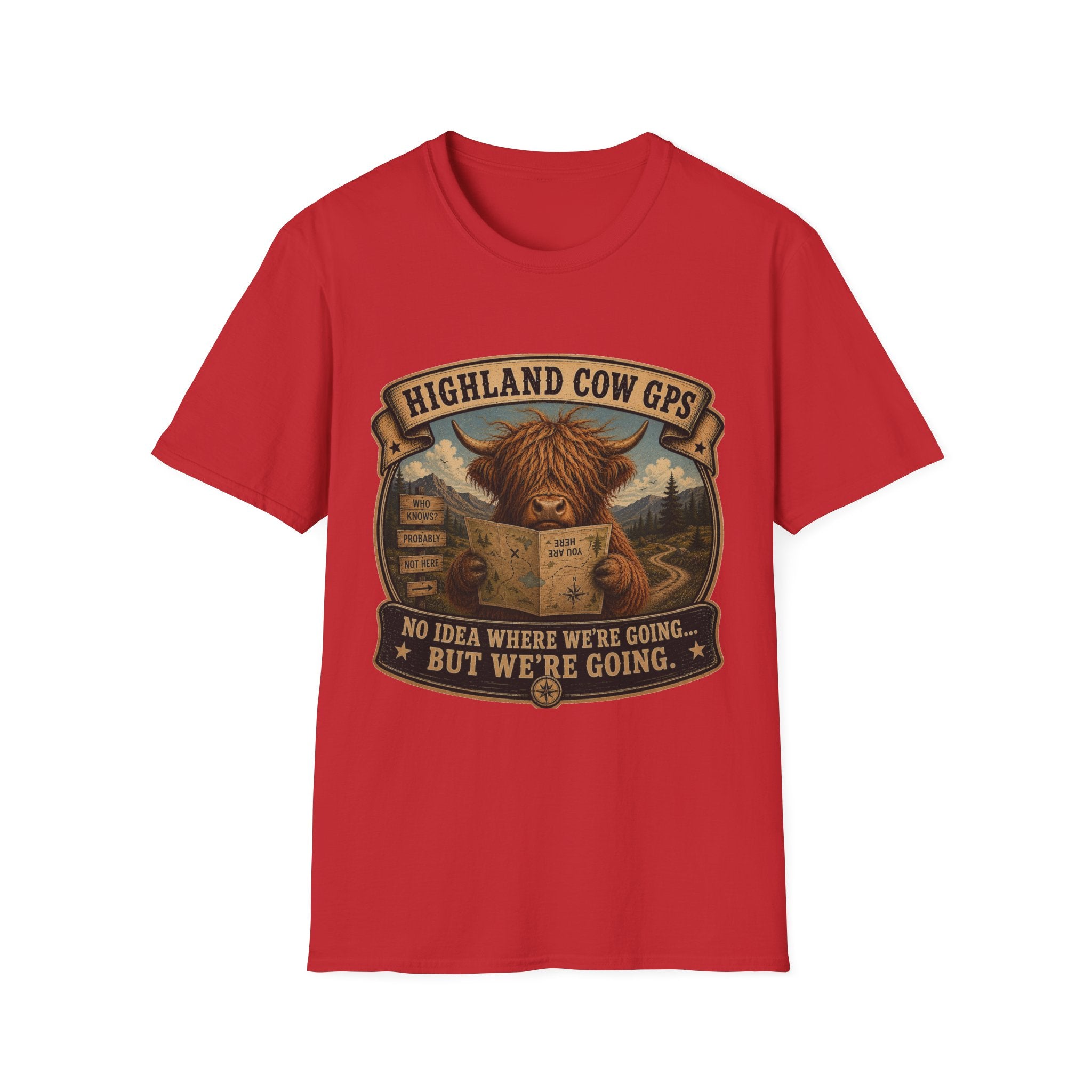 Highland Cow GPS Unisex Softstyle T-Shirt