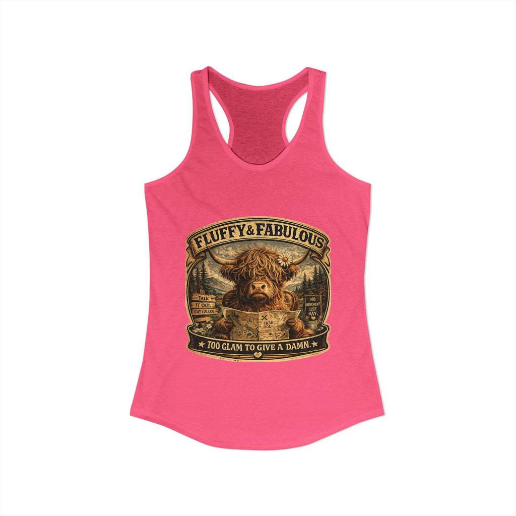 Fluffy & Fabulous Highland Cow Women's Ideal Racerback Tank